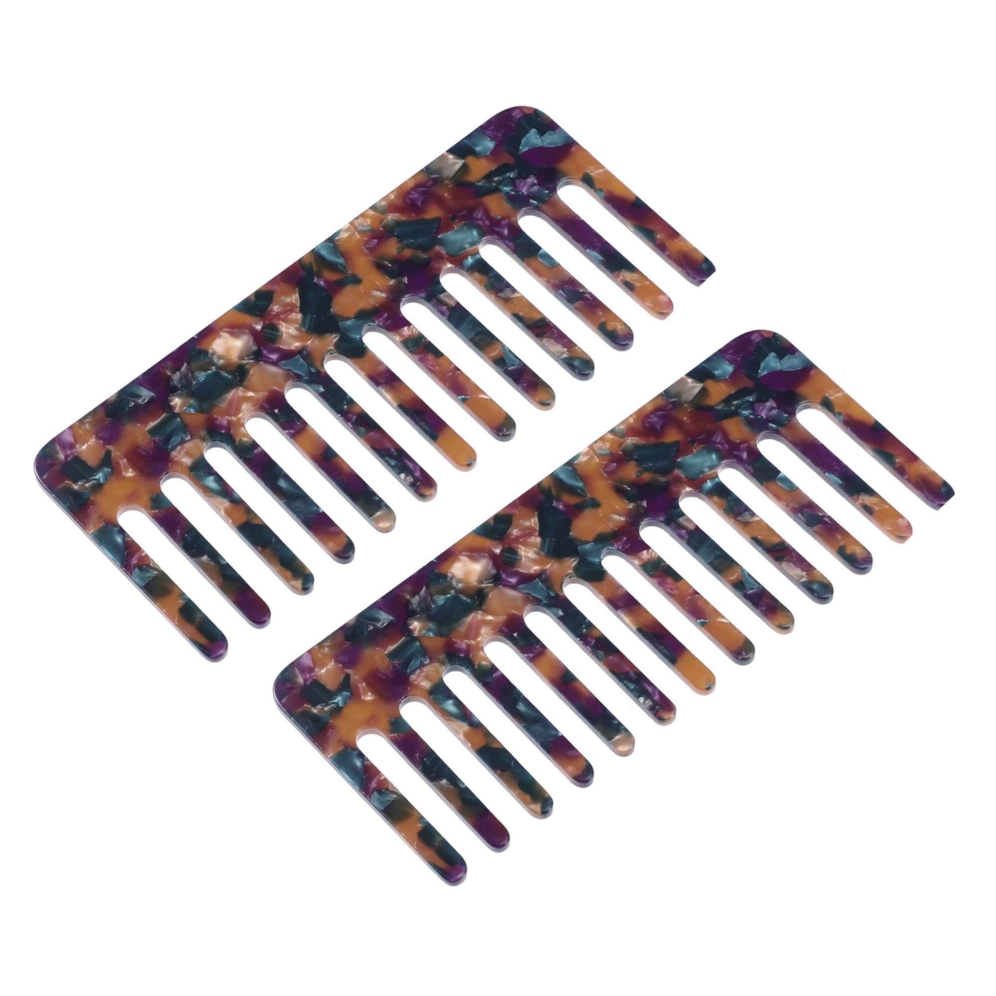 Unique Bargains 2 Pcs Hair Comb Wide Tooth Anti-Static for Thick Curly Hair 2.5mm Purple, Blue, Brown Unique Bargains