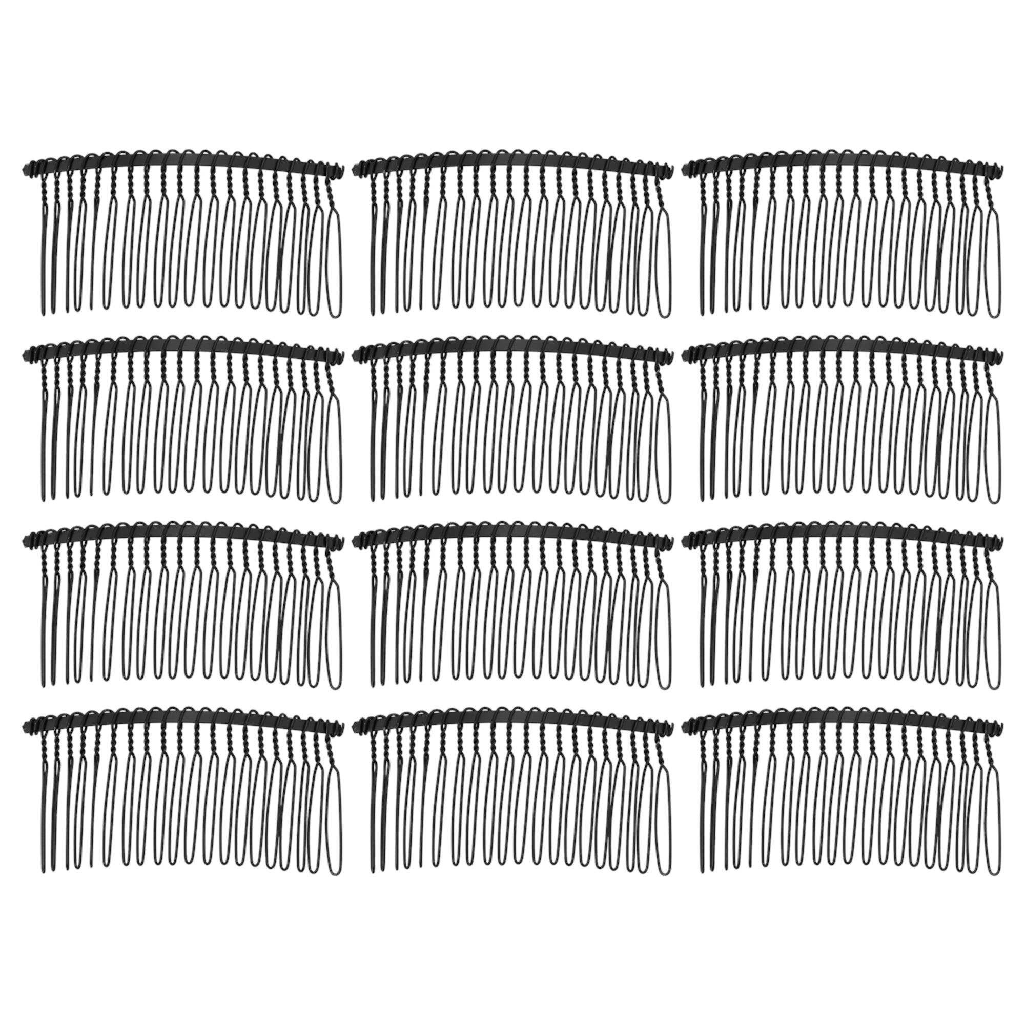 Unique Bargains 12 Pcs No Slip Hair Side Combs Accessories Metal 3" Silver Tone Unique Bargains