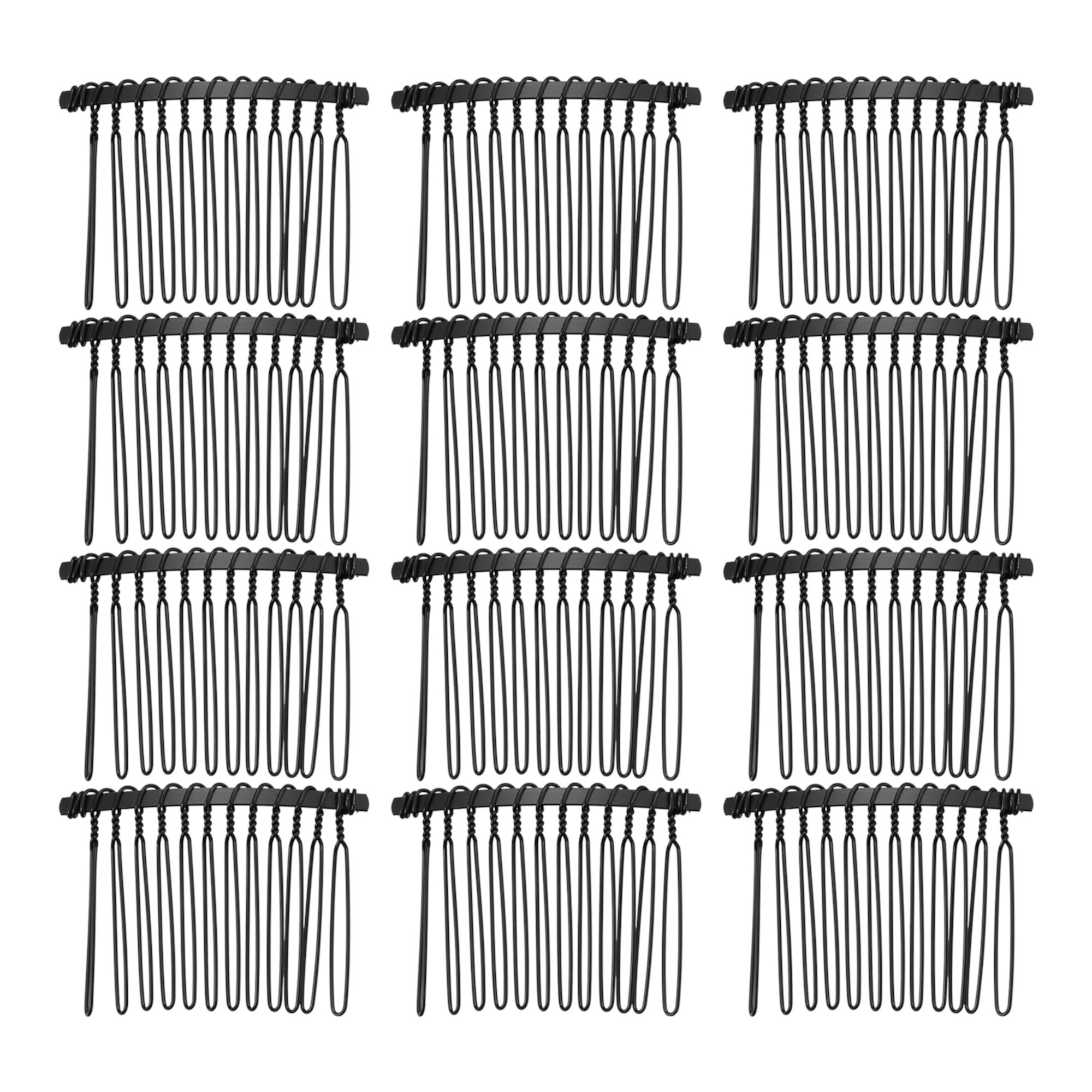 Unique Bargains 12 Pcs No Slip Hair Side Combs Accessories Metal 2" Black Unique Bargains