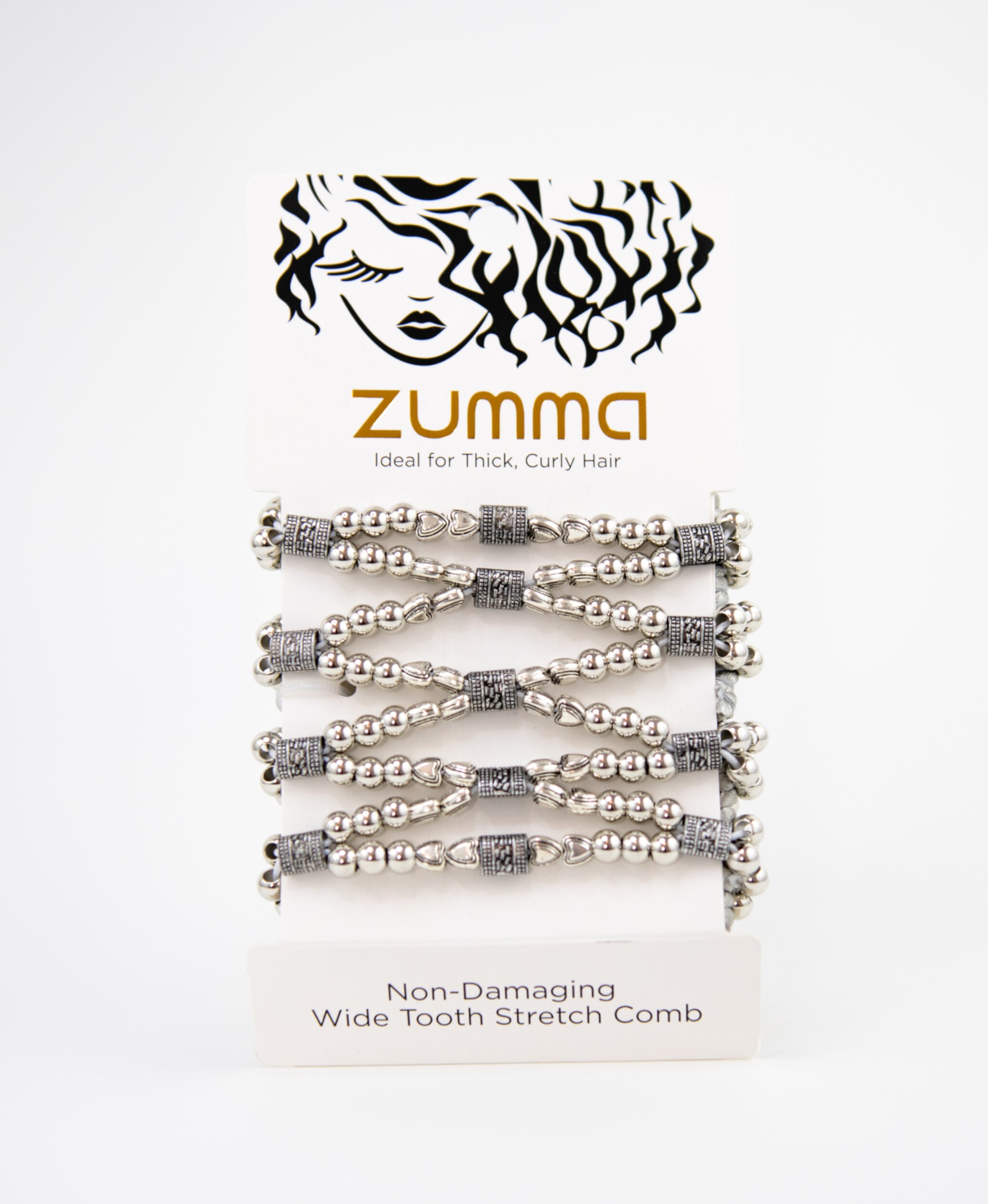 Zumma 3.5 inch Non-Damaging Stretch Comb for Women, Silver Zumma