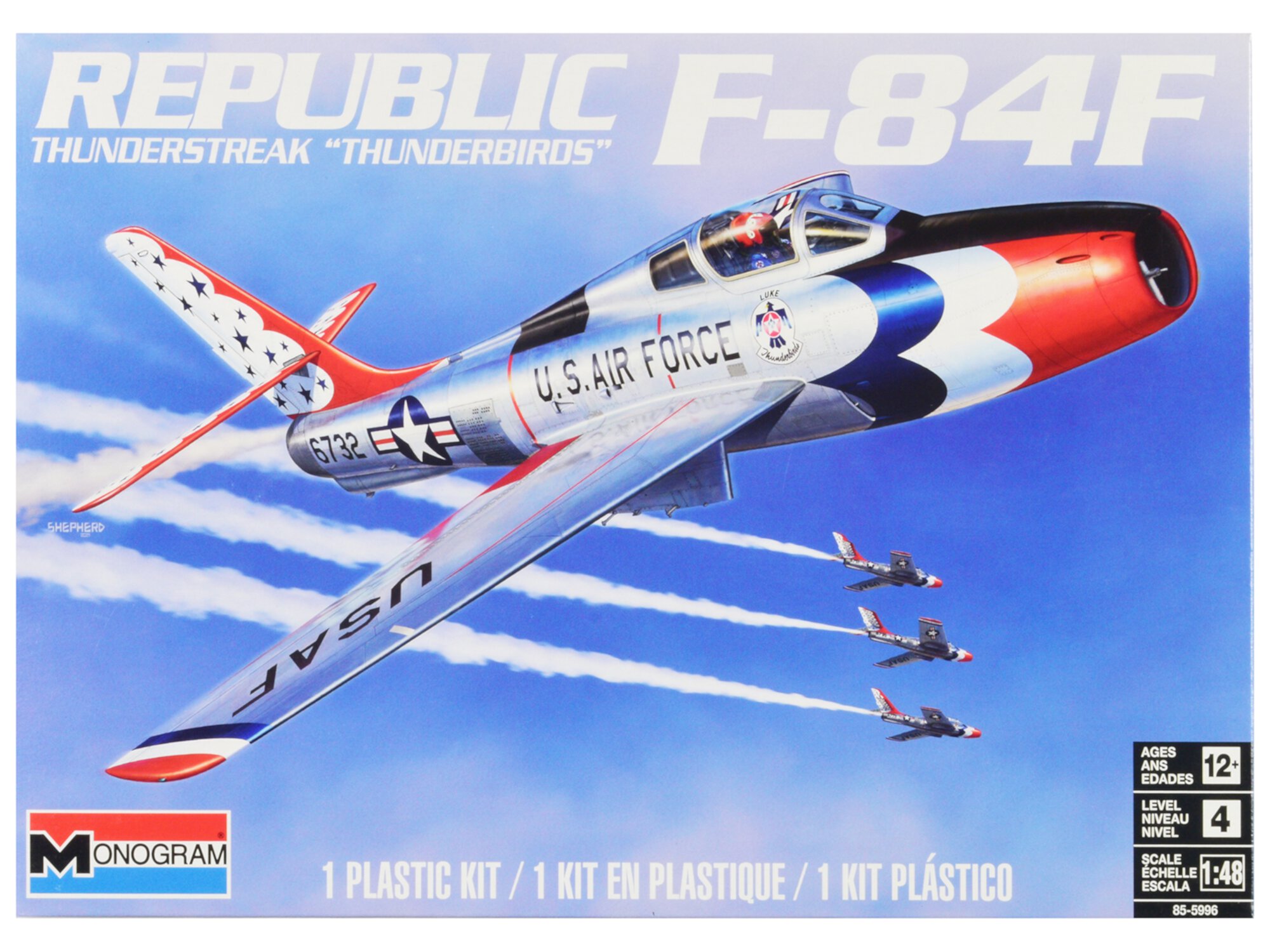 Level 4 Model Kit Republic F-84F Thunderstreak Aircraft "US Air Force Thunderbirds" "Monogram" Series 1/48 Scale Model by Revell Revell