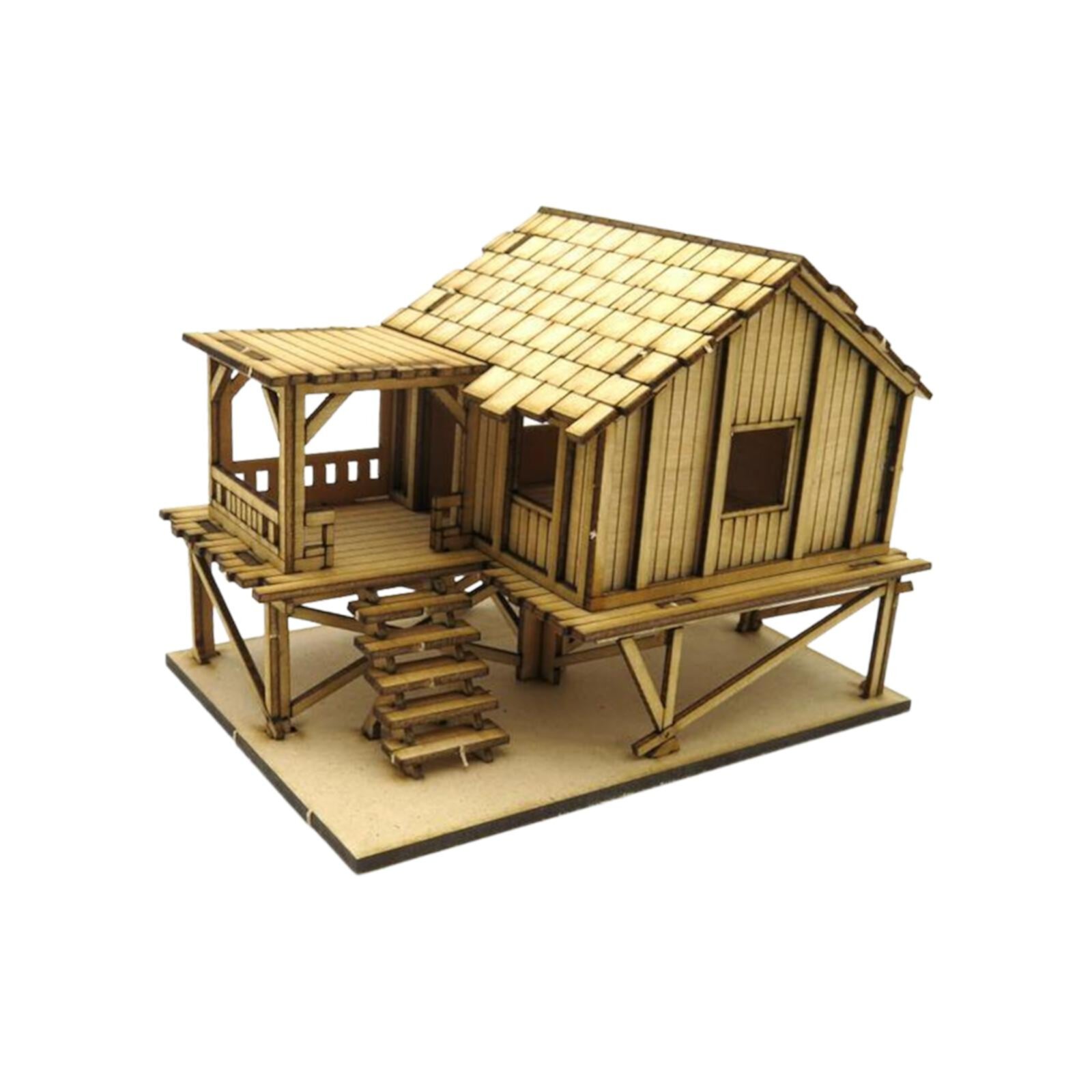 Wooden 3D Puzzle House, 1/72 Wooden Cabin, Architectural Scene, Assembly DIY Model Toy for Sand Table Diorama Micro Landscape Layout Decoration Style A MERIGLARE