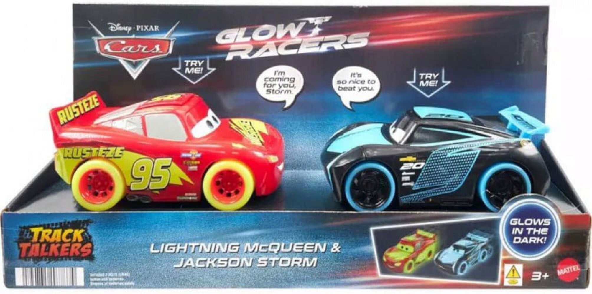 Disney / Pixar Cars Glow Racers Lighting McQueen & Jackson Storm Vehicle 2-Pack (Glow-in-the-Dark) Mattel