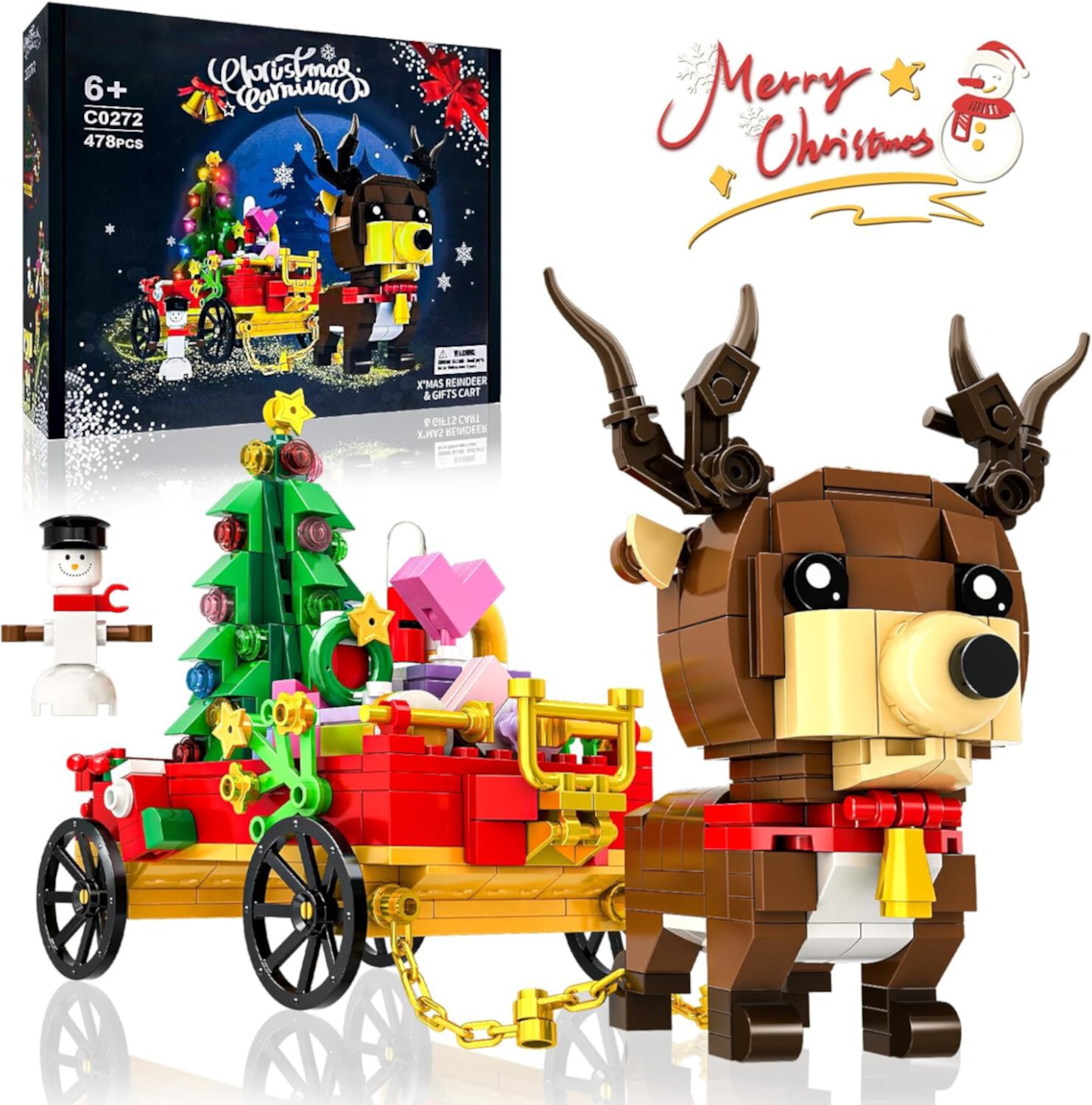 Syrinx Santa's Christmas Reindeer Building Set for Boys Girls Compatible with Lego (478 PCS) SYRINX