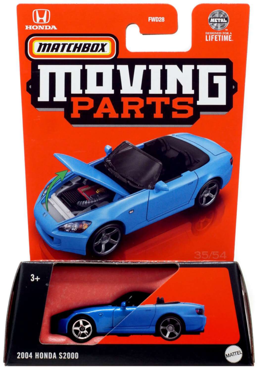 Matchbox Moving Parts 2004 Honda S2000 Diecast Vehicle (Blue) Mattel