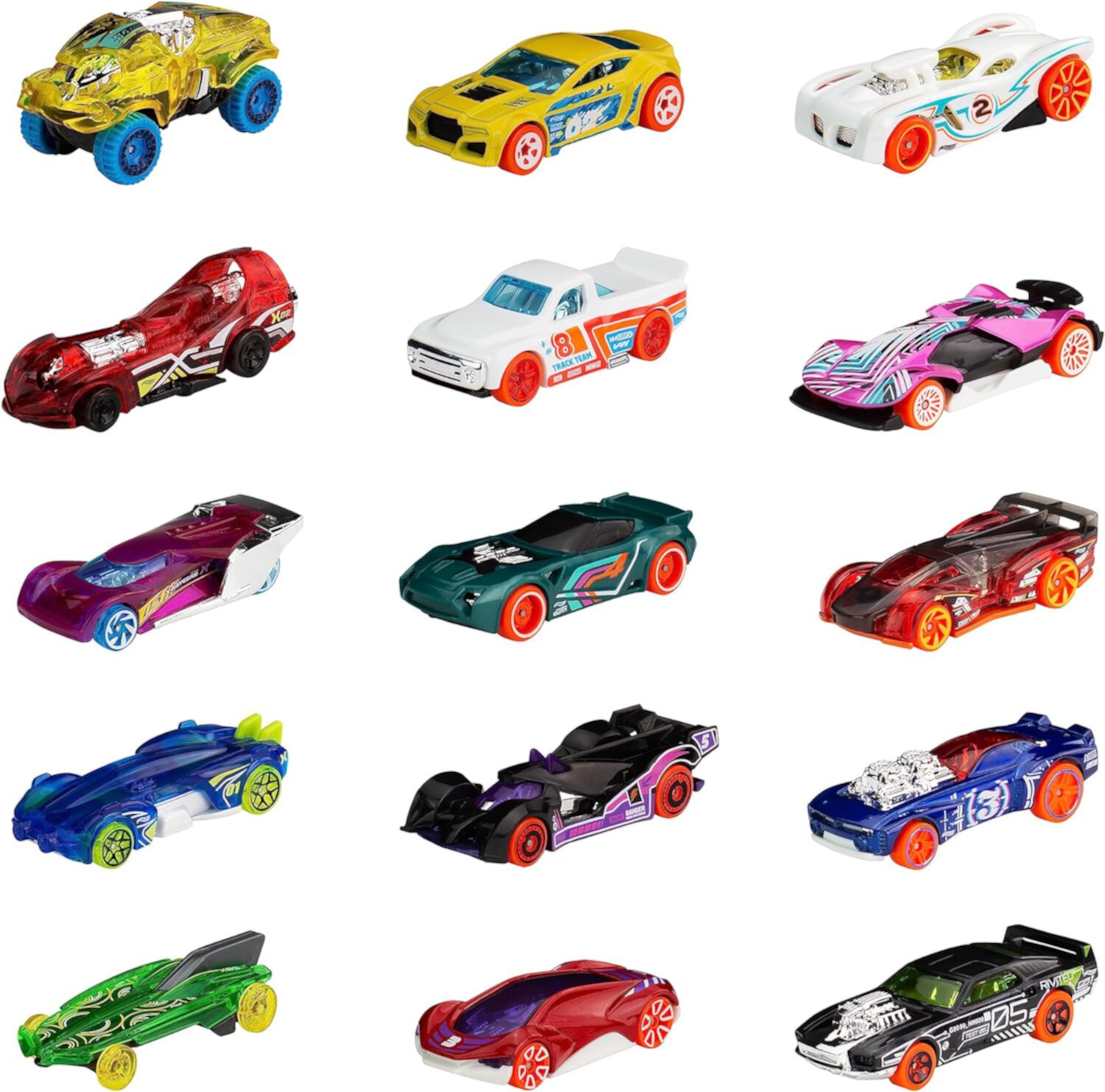 Hot Wheels Track Bundle of 15 Toy Cars, 3 Track-Themed Packs of 5 1:64 Scale Vehicles, Hot Wheels