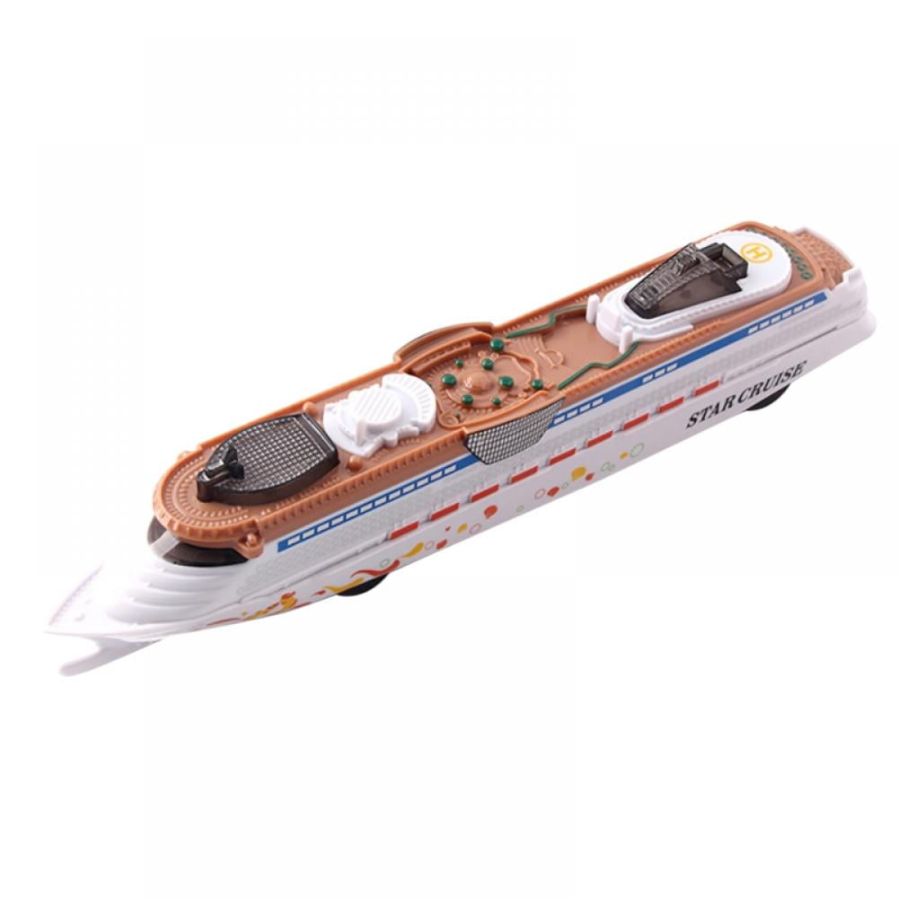 Ship Toy Die Cast Metal Cruise Ship Model Ocean Liner Boat Pull Back Toy for Kids with Flashing LED Lights and Sounds Slopehill