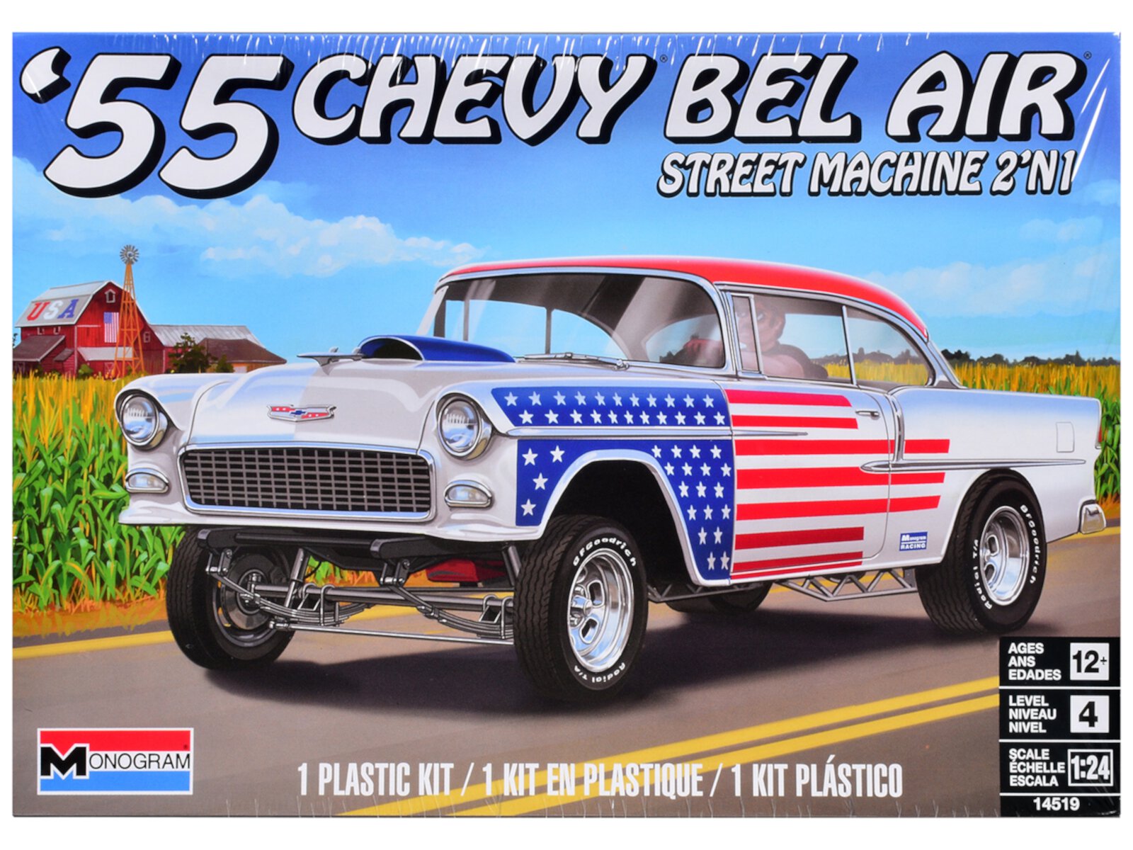 Level 4 Model Kit 1955 Chevrolet Bel Air Street Machine 2-in-1 Kit 1/24 Scale Model by Revell Revell