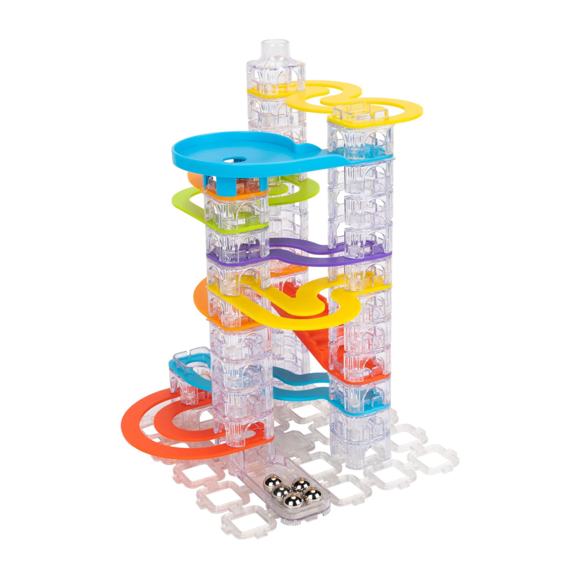 Fat Brain Toys Trestle Tracks Builder Set - 73-Piece Modular Marble Run, Ages 8+ Fat Brain Toys