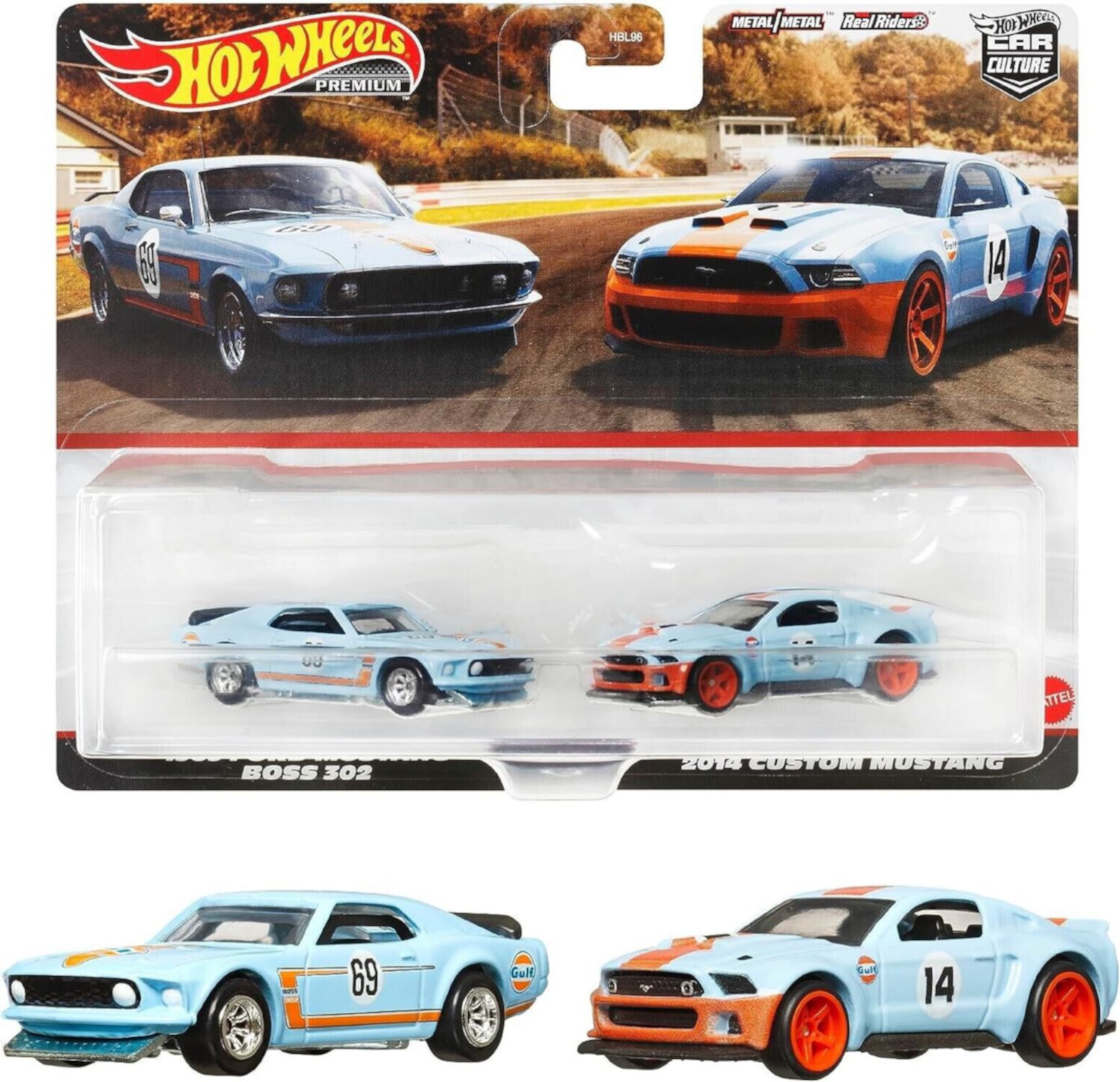 2023 Hot Wheels Premium Car Culture 1969 Ford Mustang Boss302  2014 Custom Mustang 2 Pack Mattel