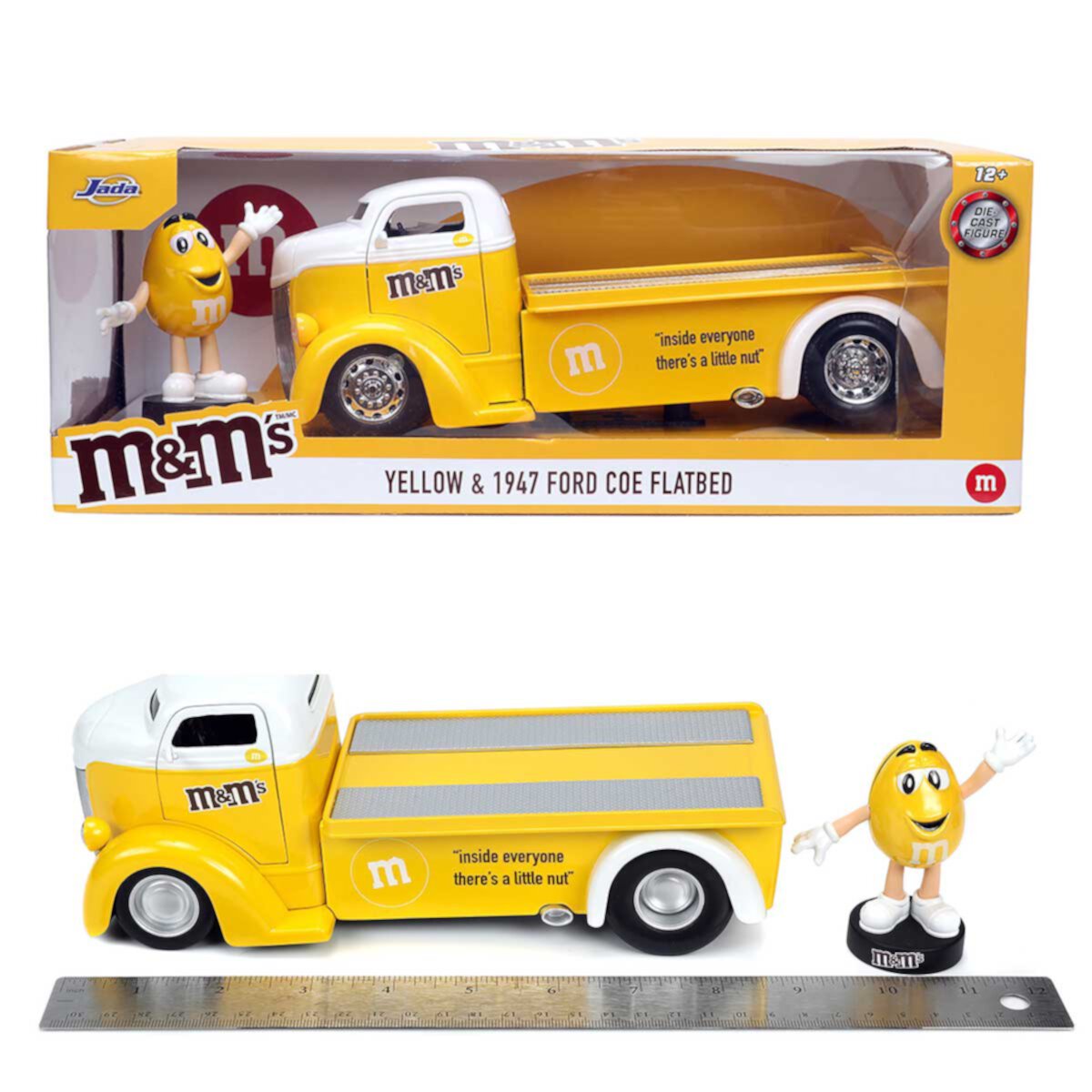 Jada Toys Hollywood Rides: M&Ms Yellow & 1947 Ford COE Flatbed 1/24 Scale JADA TOYS