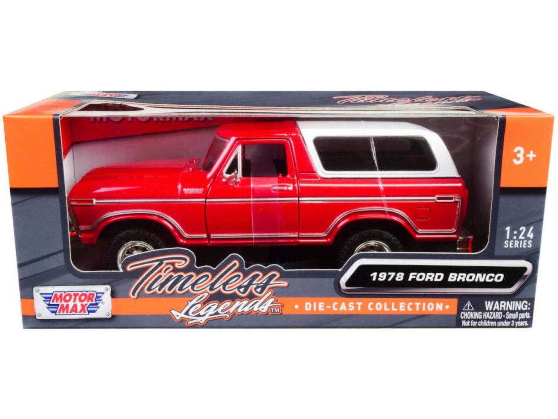 1978 Ford Bronco Custom, Red - Motor Max 79373WR - 1/24 scale Diecast Model Toy Car MOTORMAX