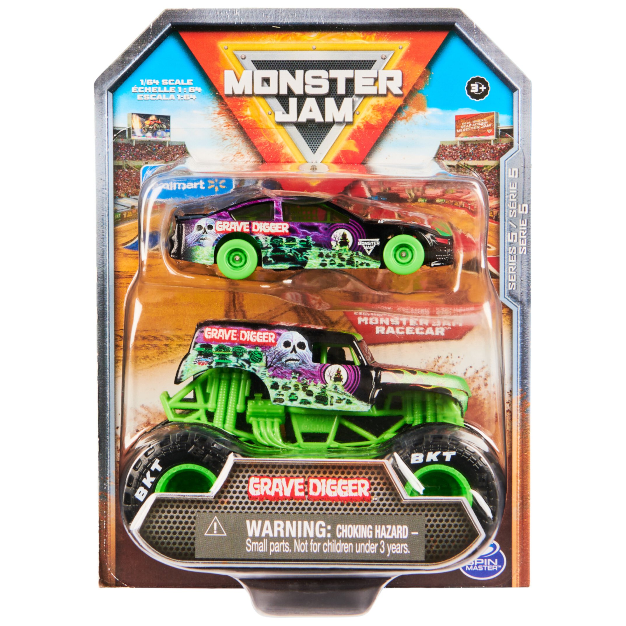 Monster Jam, Official Grave Digger Exclusive Racecar and Monster Truck 2-Pack, Die-Cast 1:64 Scale, Kids Toys for Boys Ages 3 and up Monster Jam