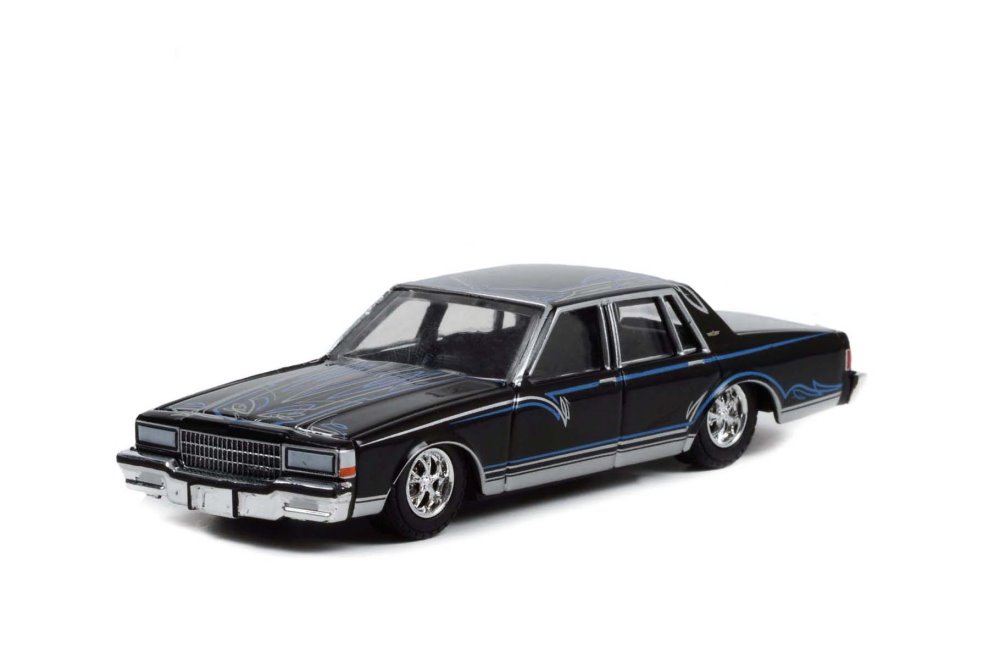 1987 Chevy Caprice, Custom Black - Greenlight 63010D/48 - 1/64 scale Diecast Model Toy Car Greenlight