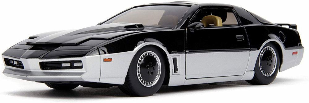 K.A.R.R. Black and Silver with Light Knight Rider (1982) TV Series Hollywood Rides Series 1/24 Diecast Model Car by Jada JADA TOYS