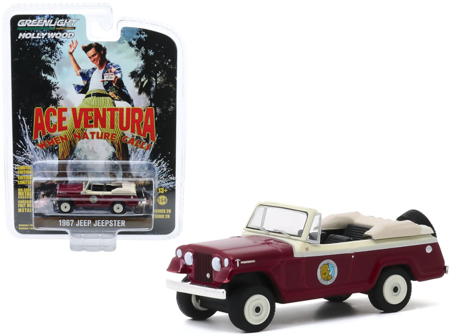 1967 Jeep Jeepster Convertible "Ace Ventura: When Nature Calls" (1995) Movie "Hollywood Series" Release 28 1/64 Diecast Model Car by Greenlight Greenlight