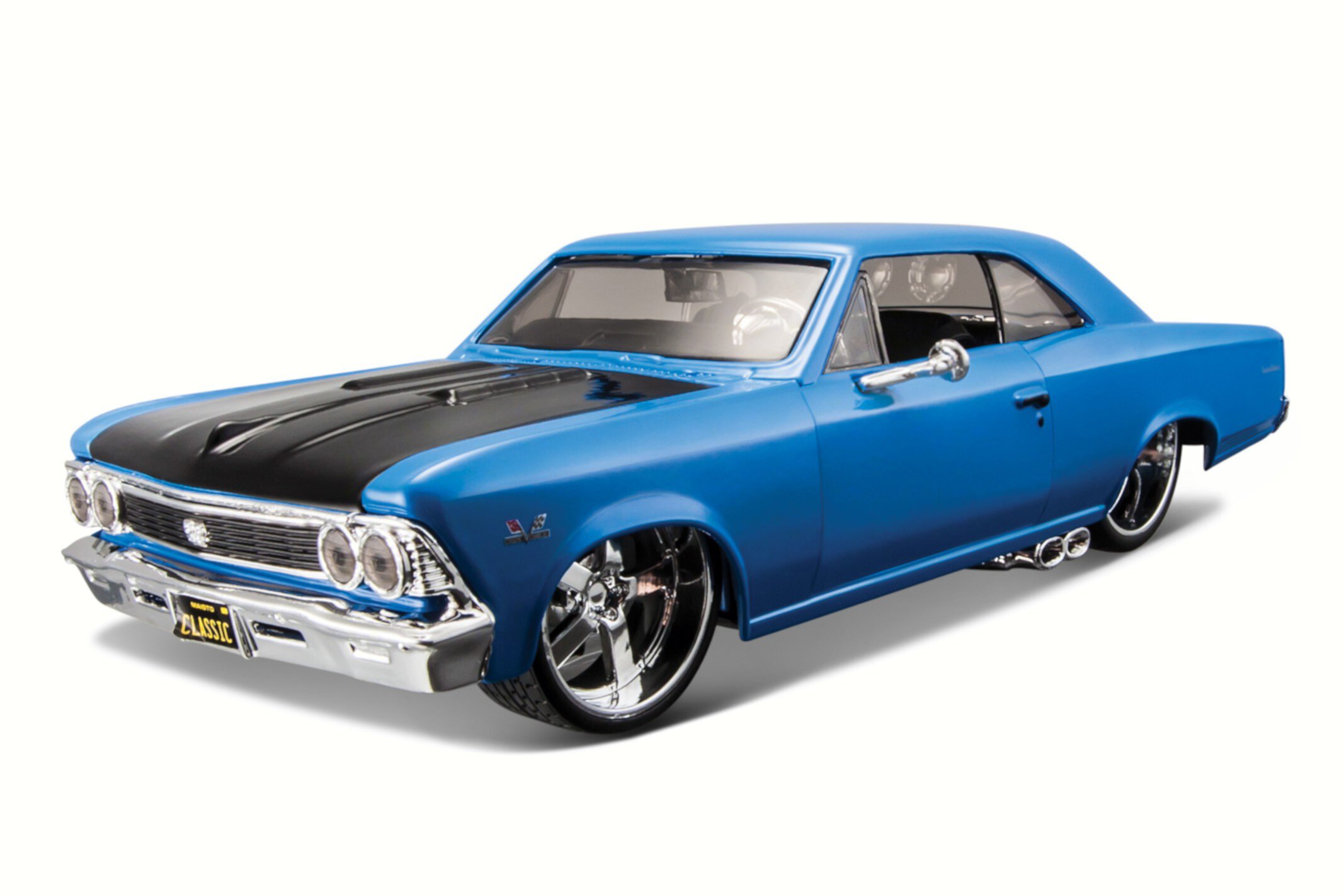 1966 Chevy Chevelle SS 396 Hardtop, Blue w/Black Hood - Maisto 38333BU - 1/24 Scale Diecast Toy Car Maisto