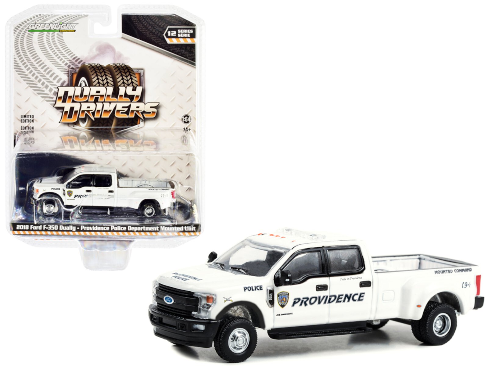 2018 Ford F-350 Dually Pickup Truck White "Providence Police Department Mounted Unit Providence Rhode Island" "Dually Drivers" Series 12 1/64 Diecast Model Car by Greenlight Greenlight