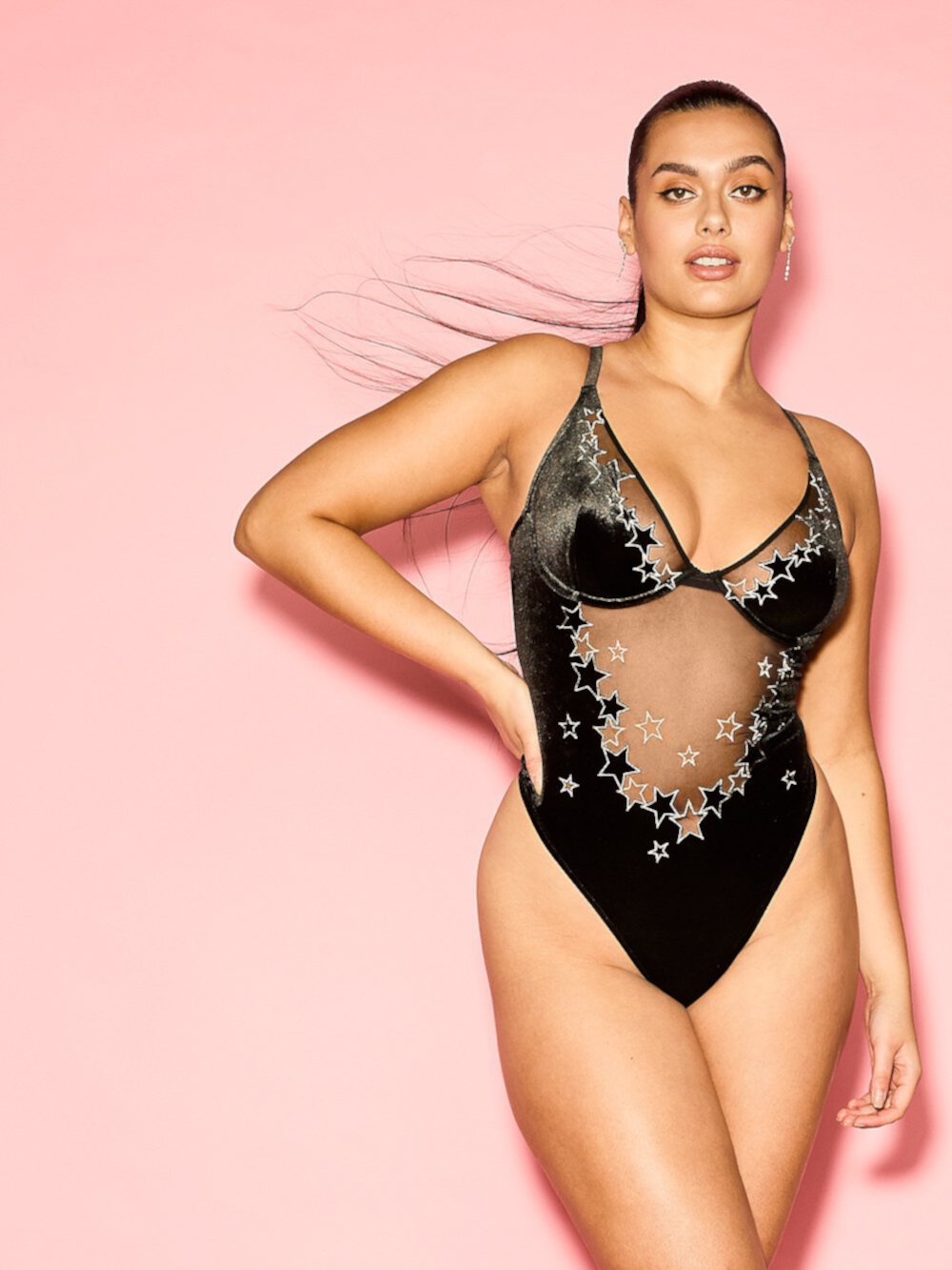 Starstruck Velvet Embellished Bodysuit Very Sexy