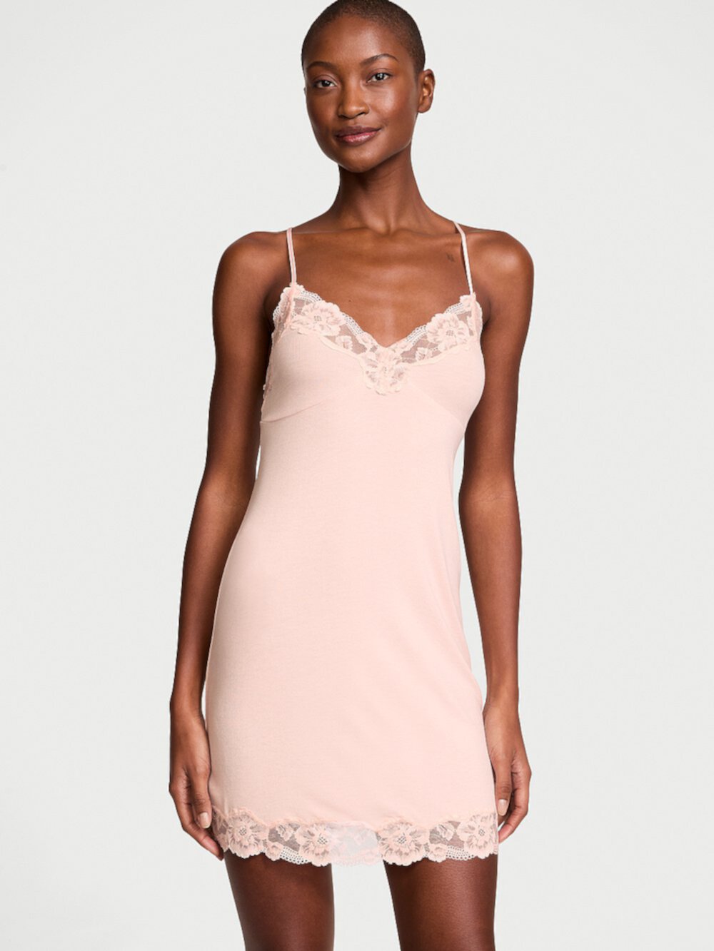 Ribbed Modal & Lace Cross-Back Slip Dress Victoria's Secret