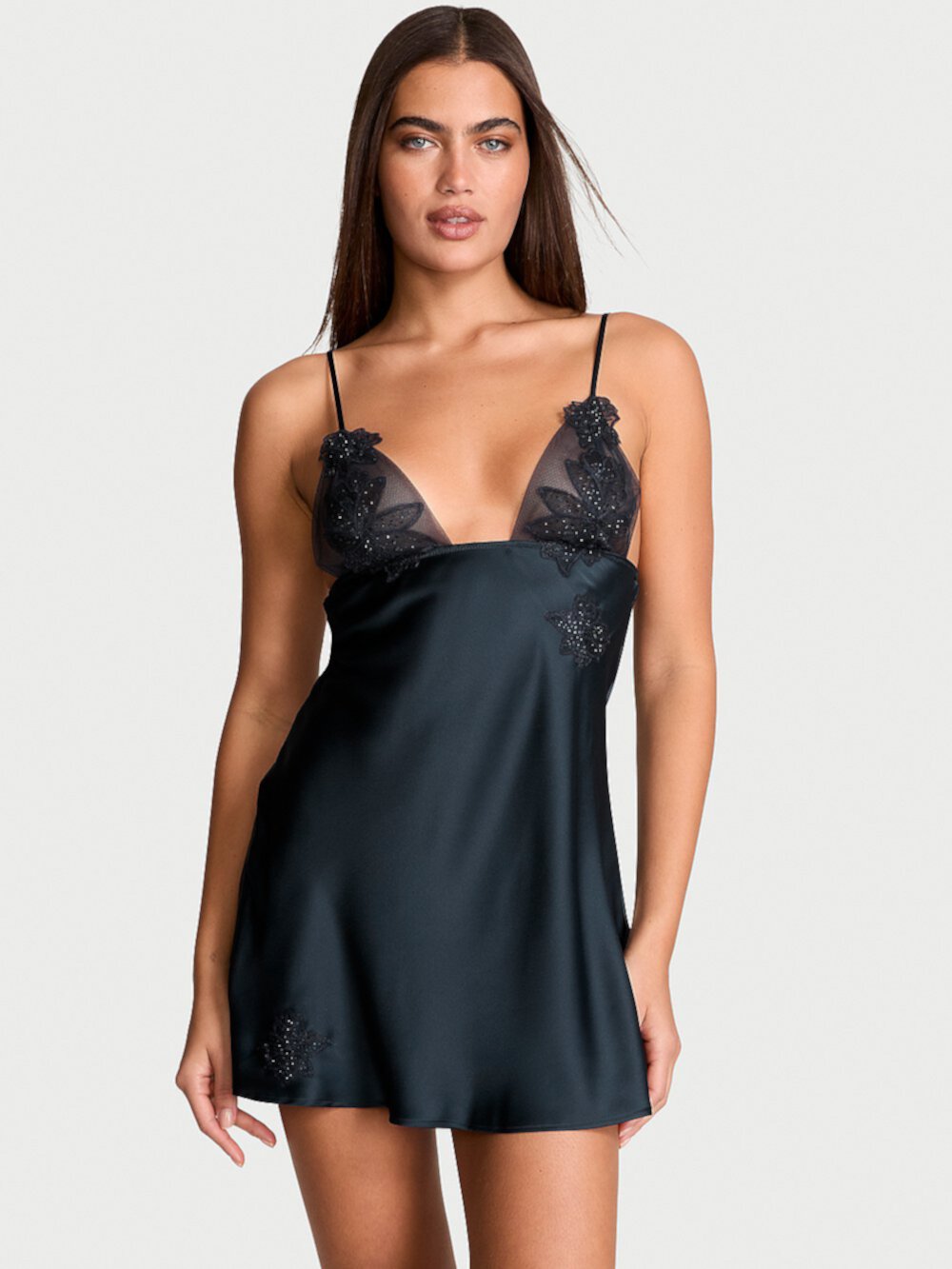 Ziggy Glam Noir Embellished Triangle Mini Slip Victoria's Secret