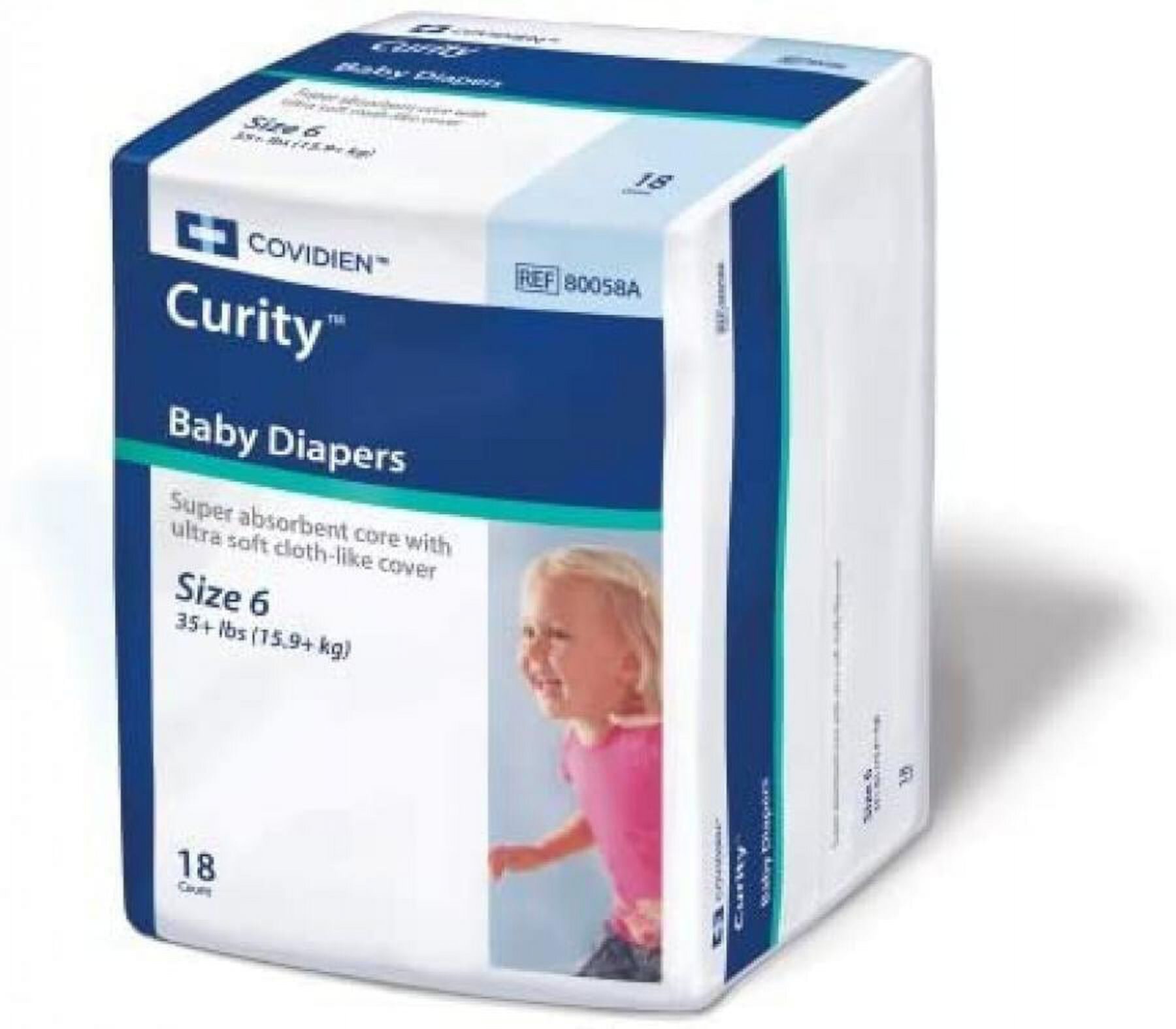 Curity Diapers, Heavy Absorbency, Size 6 (35+ pounds), 18 Count Curity