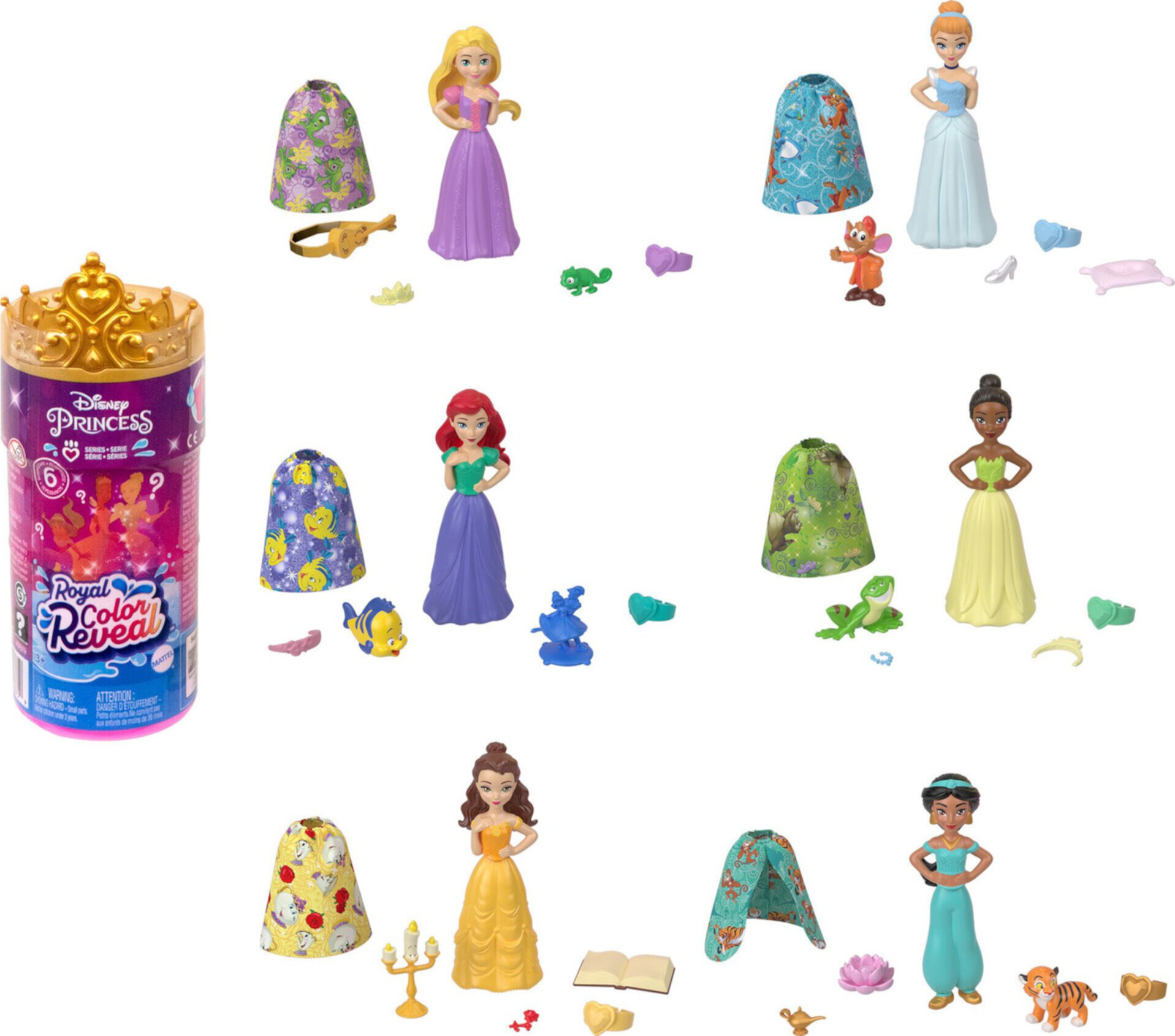 Disney Princess Royal Color Reveal Surprise Small Doll with Character Figure and Accessories (Dolls May Vary) Disney Princess