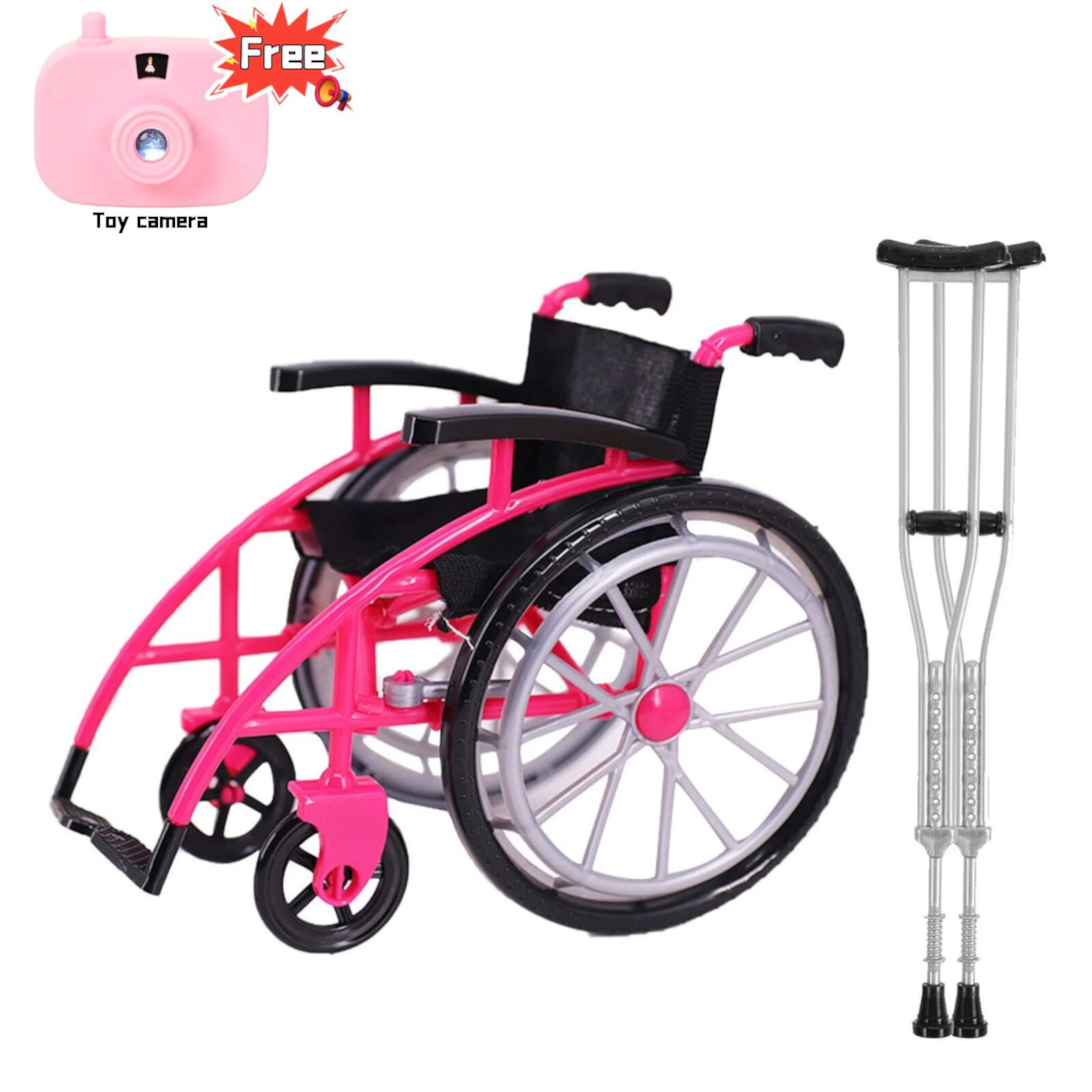 18 INCH Doll Wheelchair and Crutches playset, fit for Most 18 INCH Dolls, Foldable Wheelchair, Crutches, Bandage, Leg Cast, Arm Cast Quinlirra