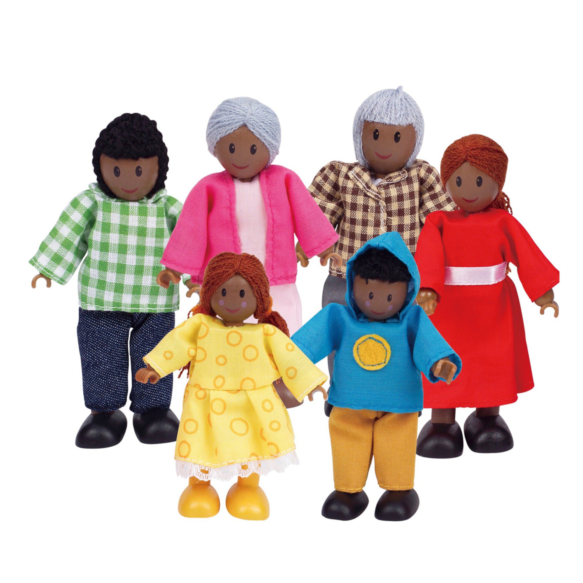 Hape African American Happy Family Dollhouse Set with 6 Dolls Hape