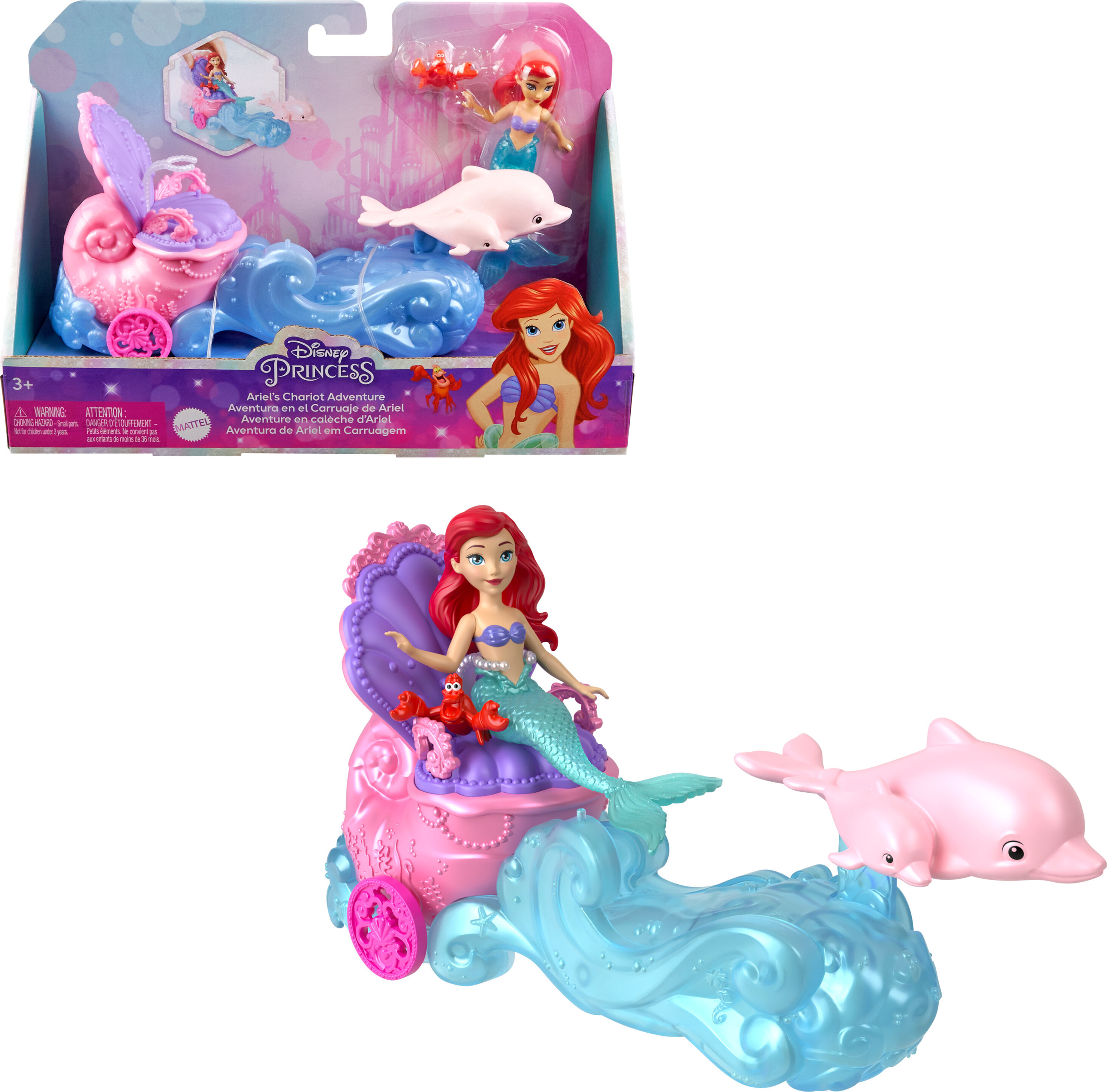 Disney Princess Toys, Mermaid Ariel Doll and Chariot Disney Princess