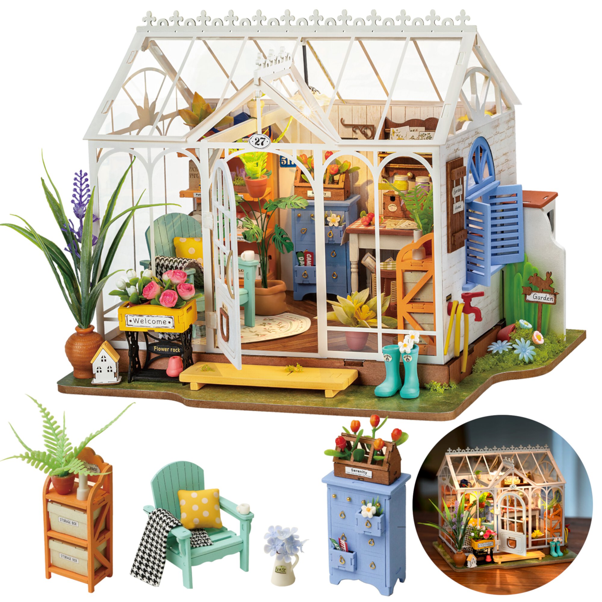 Rolife Dreamy Garden House DIY Miniature House Kit Christmas Birthday Gifts for Boys & Girls Rolife