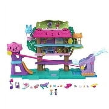 Polly Pocket Doll House with 2 Micro Dolls, Toy Car, Doll Furniture and 4 Pets, Expandable Pet Adventure House Polly Pocket