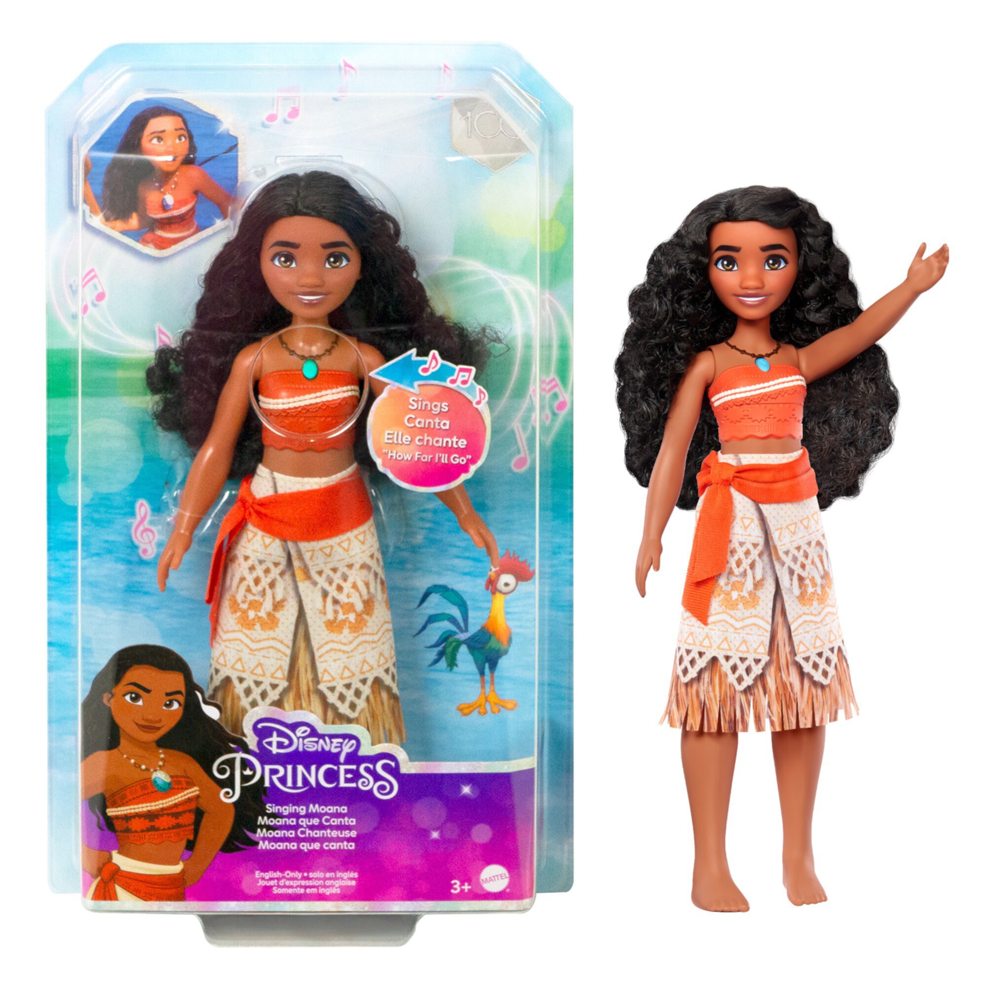 Disney Princess Singing Moana Fashion Doll in Signature Outfit, Sings "How Far I'll Go" Disney Princess