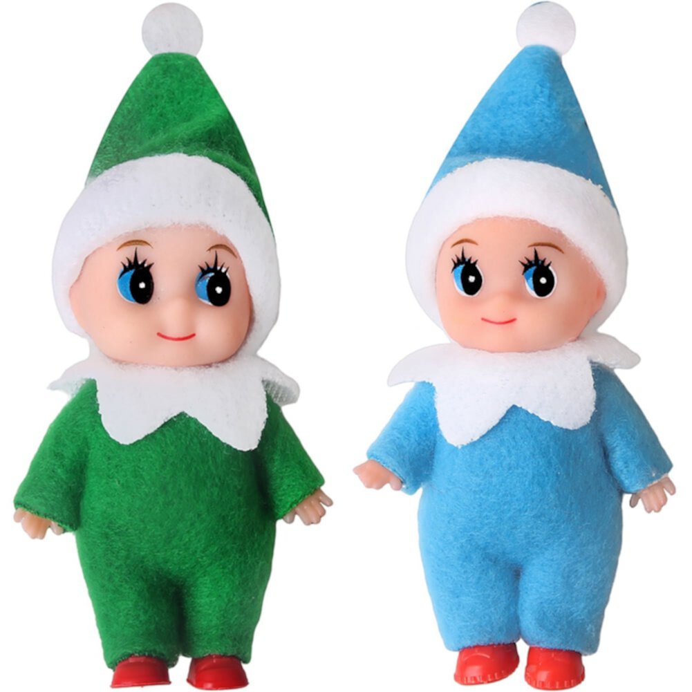 KARLSITEK 2 Pcs On The Shelf Naughty Baby Elf Doll, Toddler Mini Elf Doll Toys Gift for Kids, Home Ornament Karlsitek