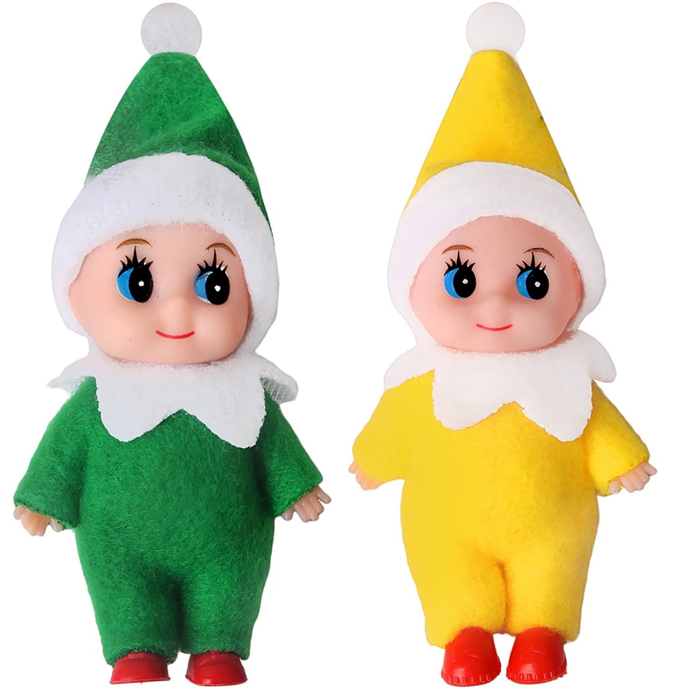 KARLSITEK 2 Pcs On The Shelf Naughty Baby Elf Doll, Toddler Mini Elf Doll Toys Gift for Kids, Home Ornament Karlsitek