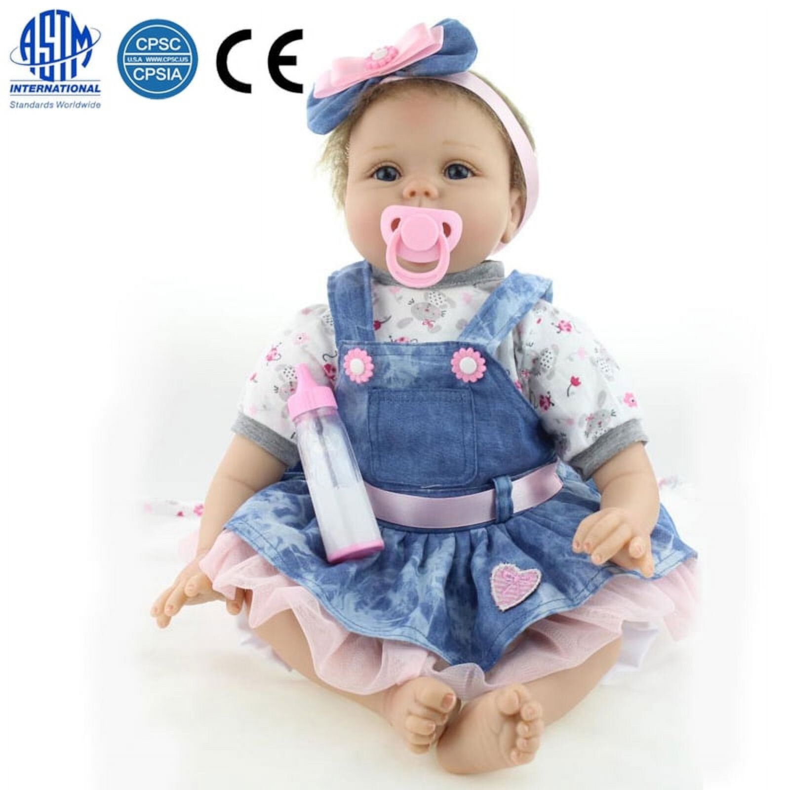 Zimtown 24" Reborn Baby Doll Silicone Doll Long Hair Pink Dress Girl Zimtown