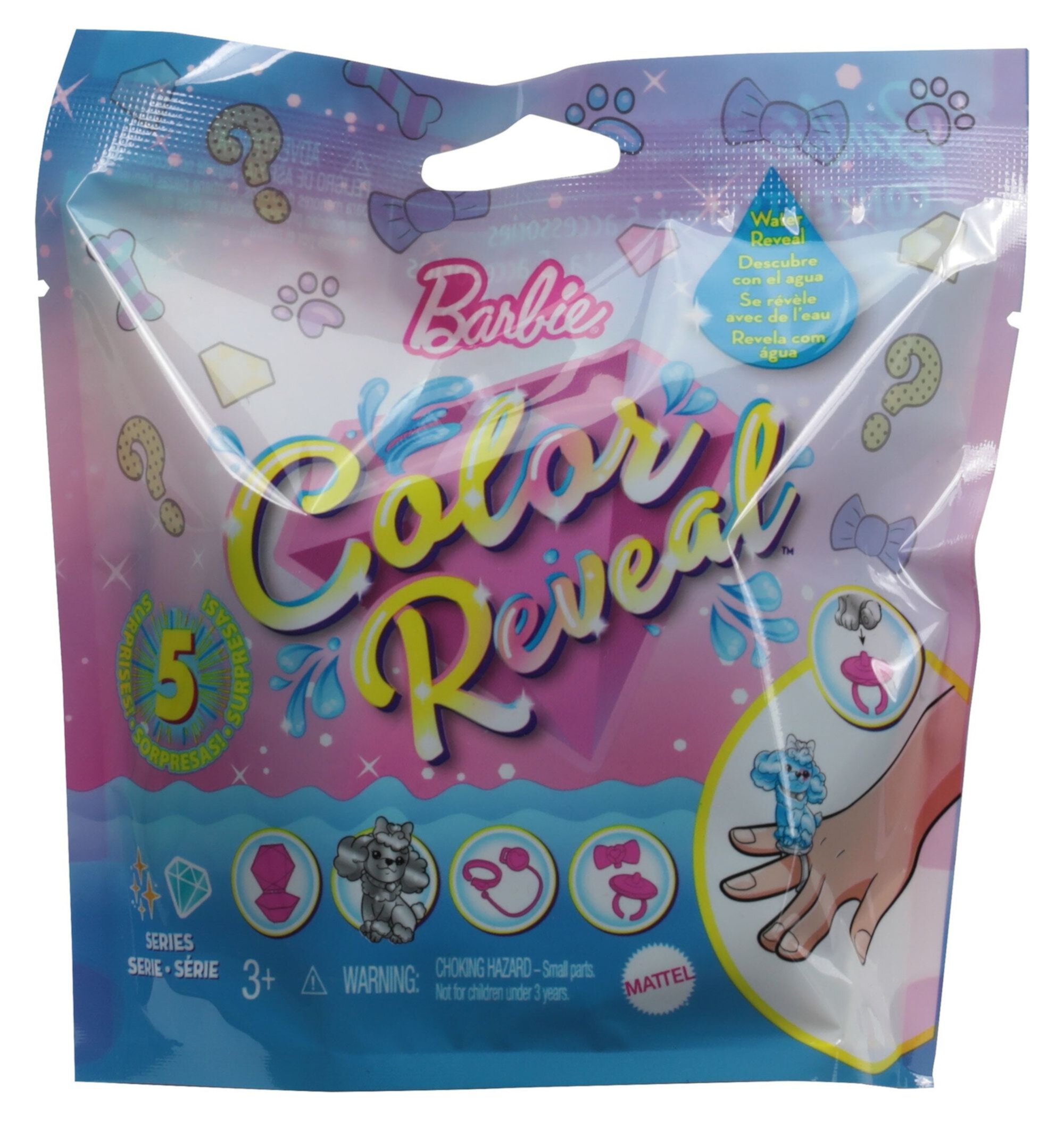 Barbie Color Reveal Pet Set In Diamond-Shaped Case With 5 Surprises Barbie