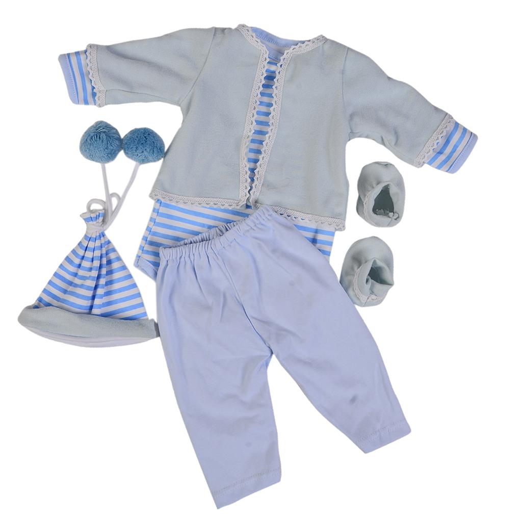 Reborn Doll Casual Stripe Clothes Set for 20-22 Inch s Dress Up (Include T-shirt Coat Hat Pants Socks) MERIGLARE