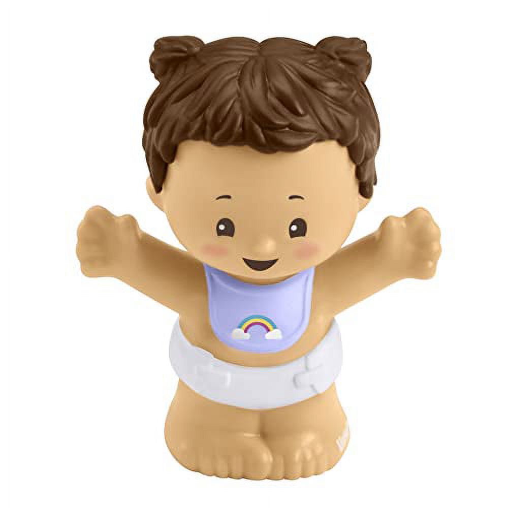 Replacement Figure for Fisher-Price Little People Snuggle Twins Playset - GKY44 ~ Baby Girl Figure ~ Bib with Rainbow and Pigtails Little People