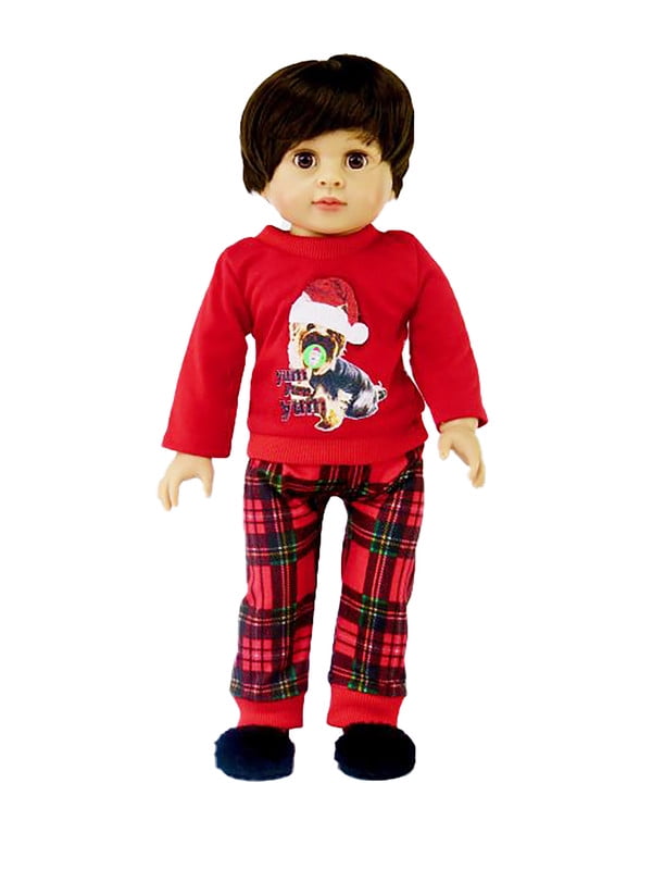 American Fashion World Santa’s Little Helper Christmas Pajamas made to fit 18 inch dolls compatible with American Girl Dolls American Fashion World