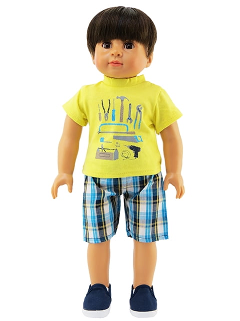 Plaid Boys Short Set For 18 Inch Dolls American Fashion World