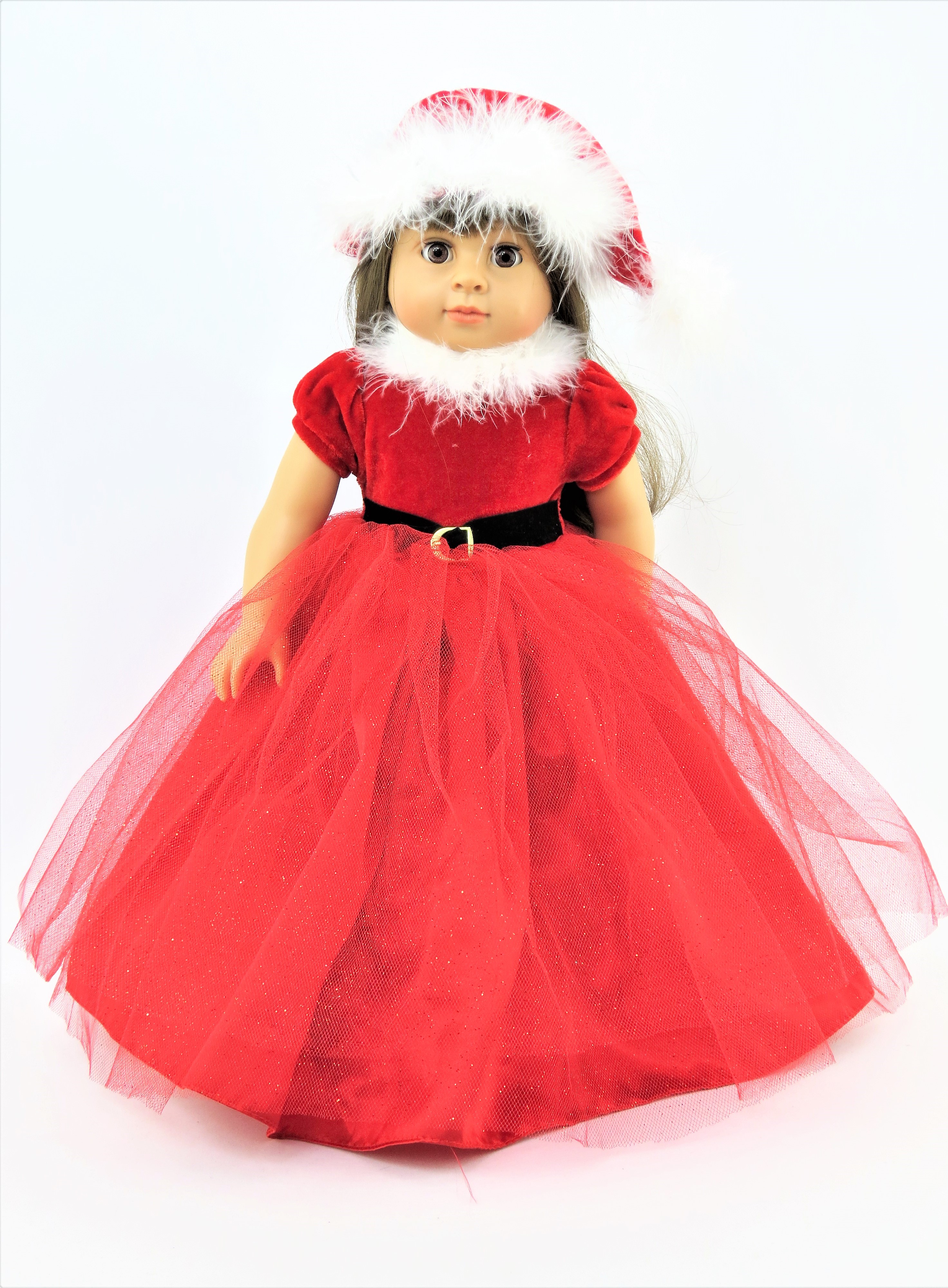 Fancy Santa Red Christmas Dress and Hat Doll Clothes| Compatible with 18 Inch American Girl American Fashion World