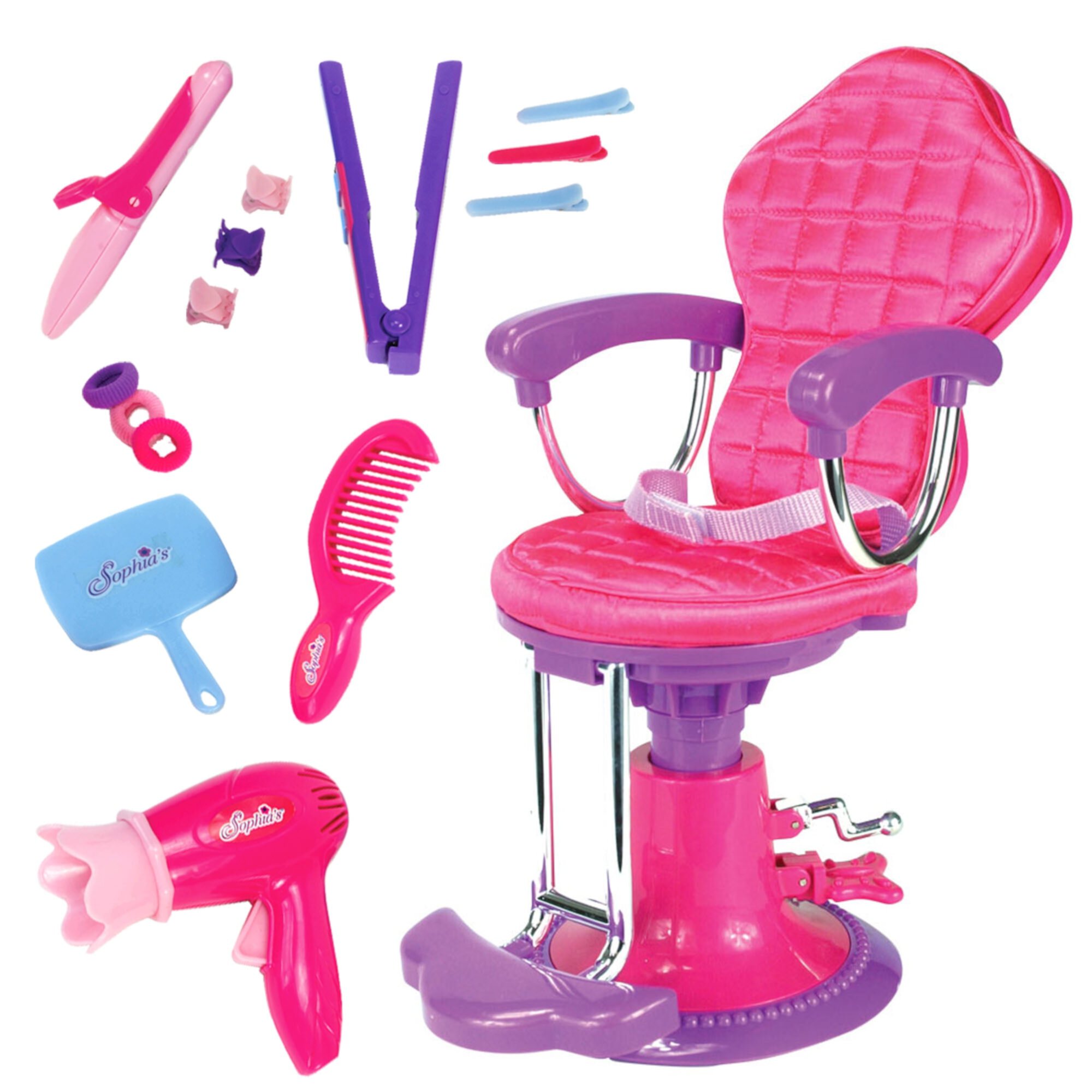 Sophia’s Hair Styling Kit with Salon Chair Set for 18'' Dolls, Pink Sophia's