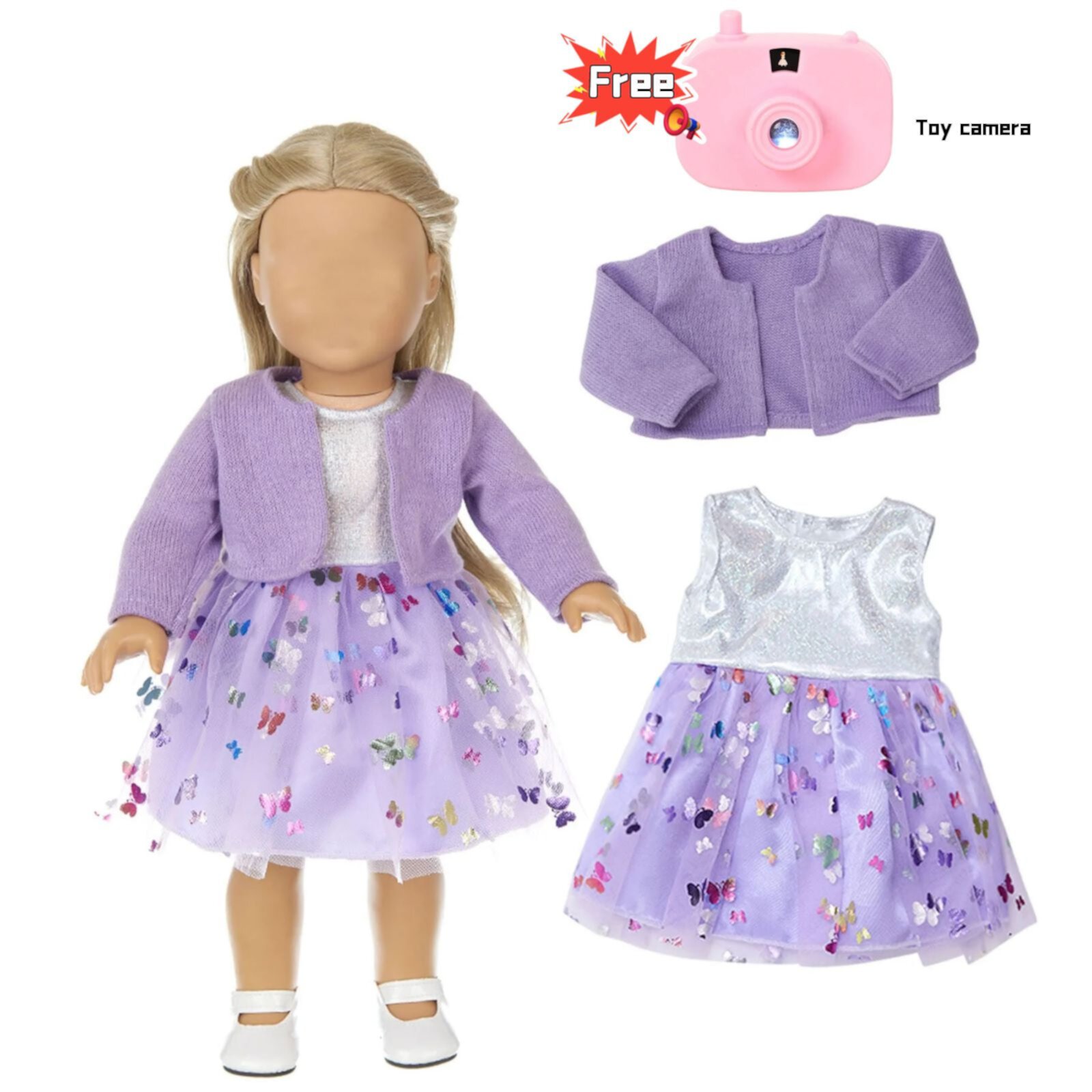 Baby Doll Clothes Casual Cute Pink Suit with Dress Coat Socks Suitable for 14-16 inch Dolls 3-Piece Set Quinlirra