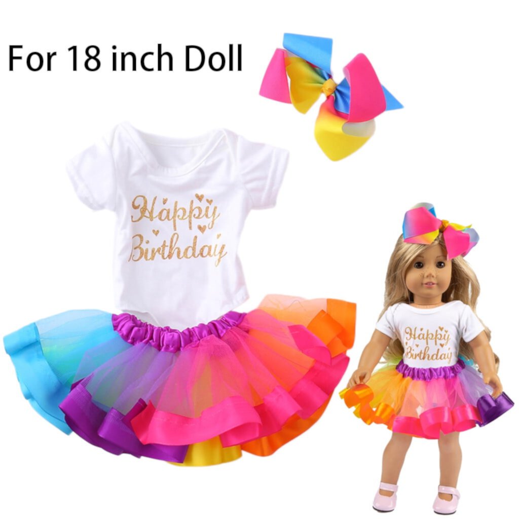 Yinguo Beautiful Dress For 18 Inch American Doll Accessory Girl's Toy, Flower Printing, with Hat Yinguo