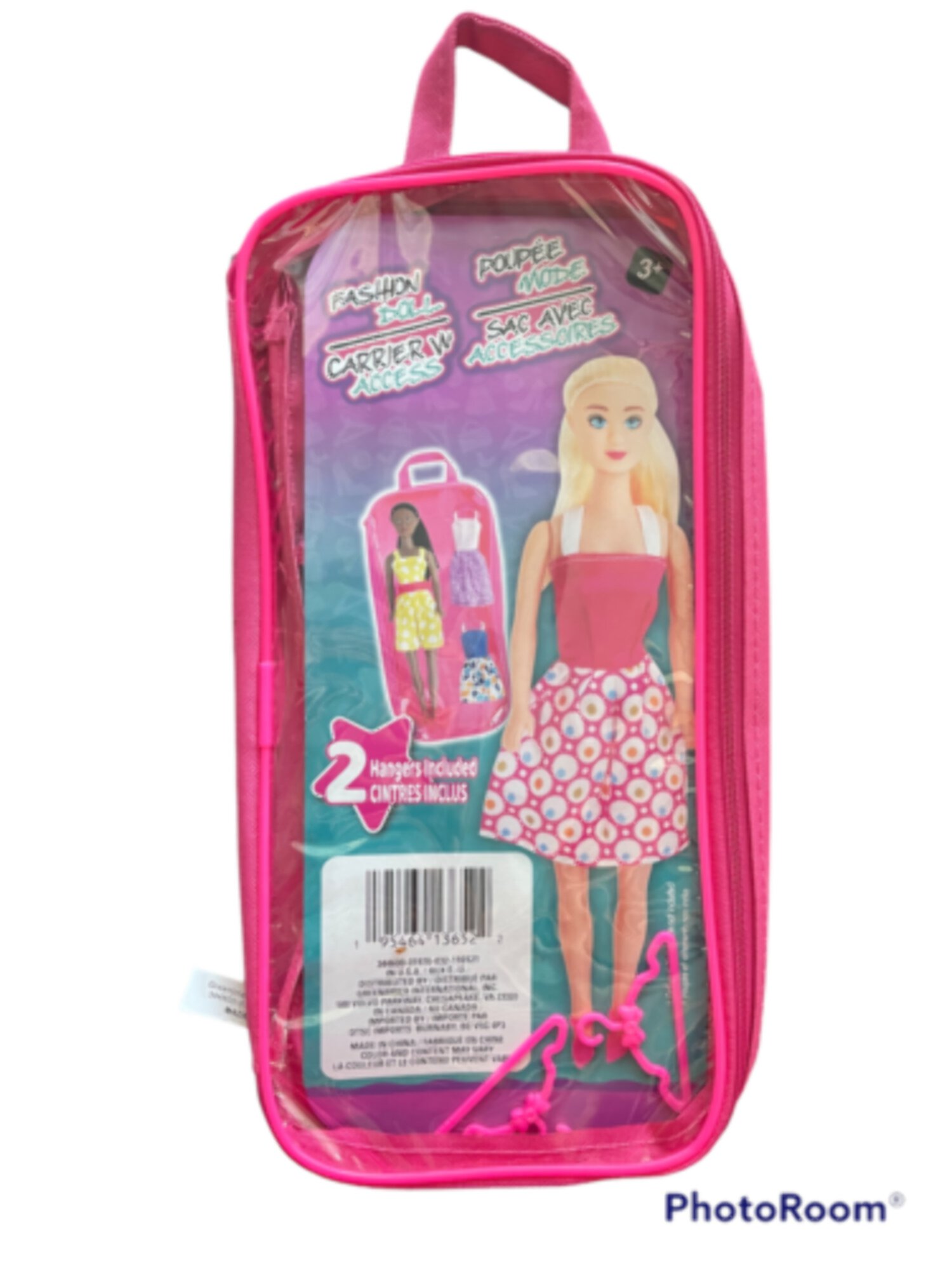 Fashion Doll Carrying 12" Case Fashion Carrier W Hangers PLUS 3 dolls Age Level: 3-4 Years Pink in color Unknown