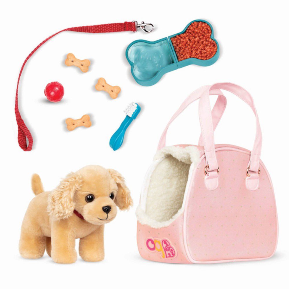 Our Generation Hop In Dog Carrier & Pet Plush Puppy for 18" Dolls Our Generation