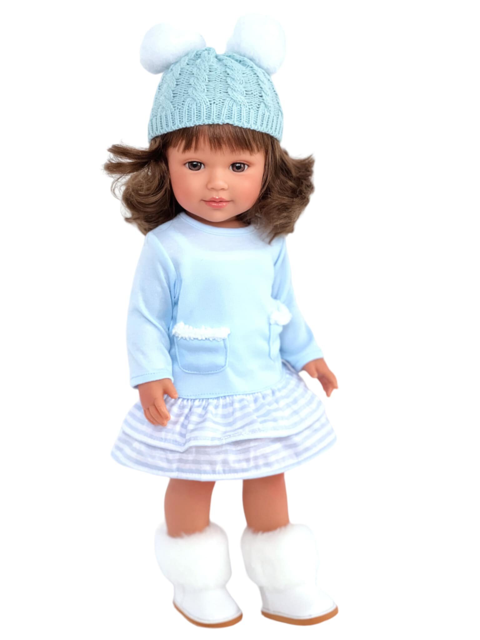 18 inch Doll Clothes- Blue Sweater Dress with Matching Hat Fits 18 inch Kennedy and Friends Dolls and All Other 18 Inch Dolls My Brittany's