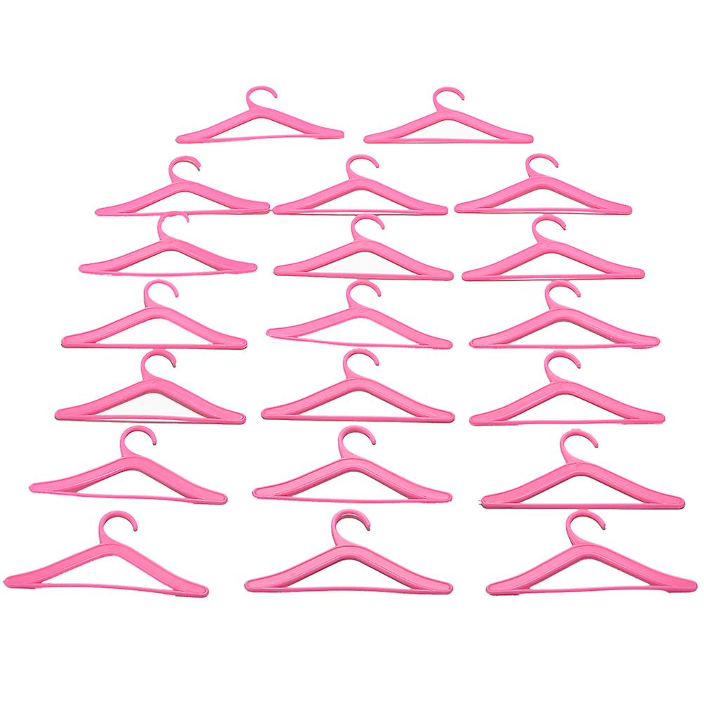 20 Pcs Pink Hangers For Barbies Dolls Clothes Accessories Plastic Hangers F-LOTUS