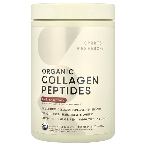 Organic Collagen Peptides, Dark Chocolate, 16.93 oz (480 g) Sports Research